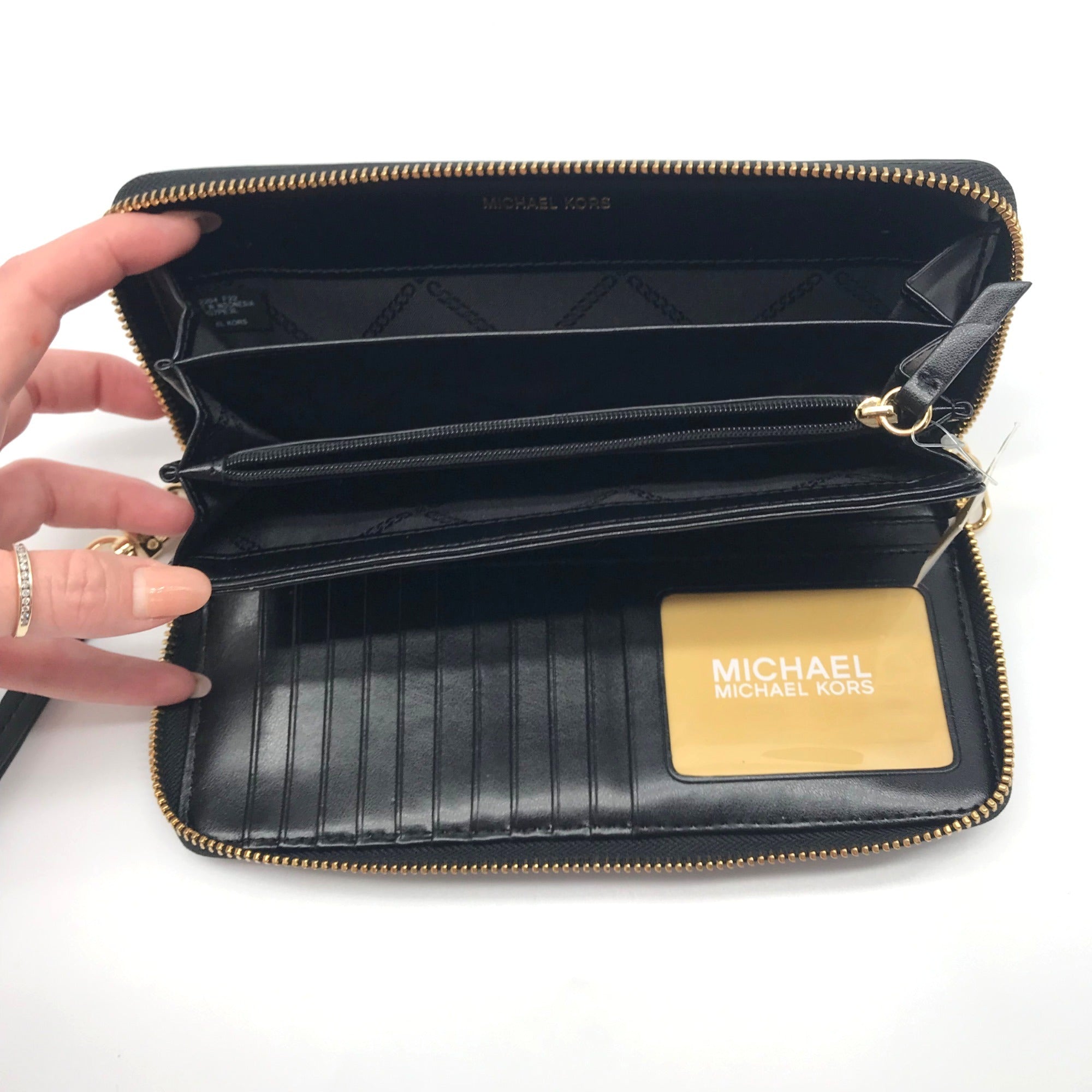 Michael Kors Black Leather Parker Large Travel Continental Wallet