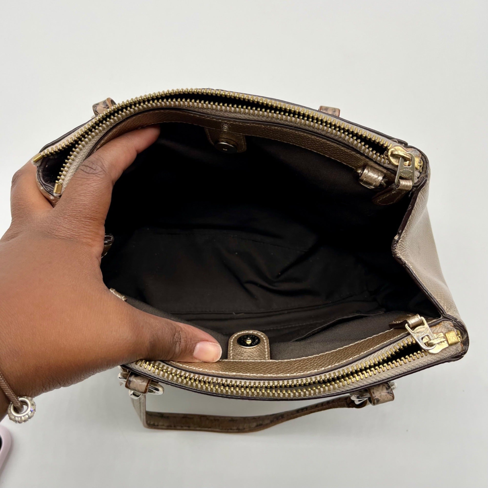 Coach Minetta Metallic Leather Shoulder Bag