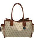 Dooney & Bourke Yellow/ Brown Monogram Canvas Tote With Wallet And Eyeglass Case