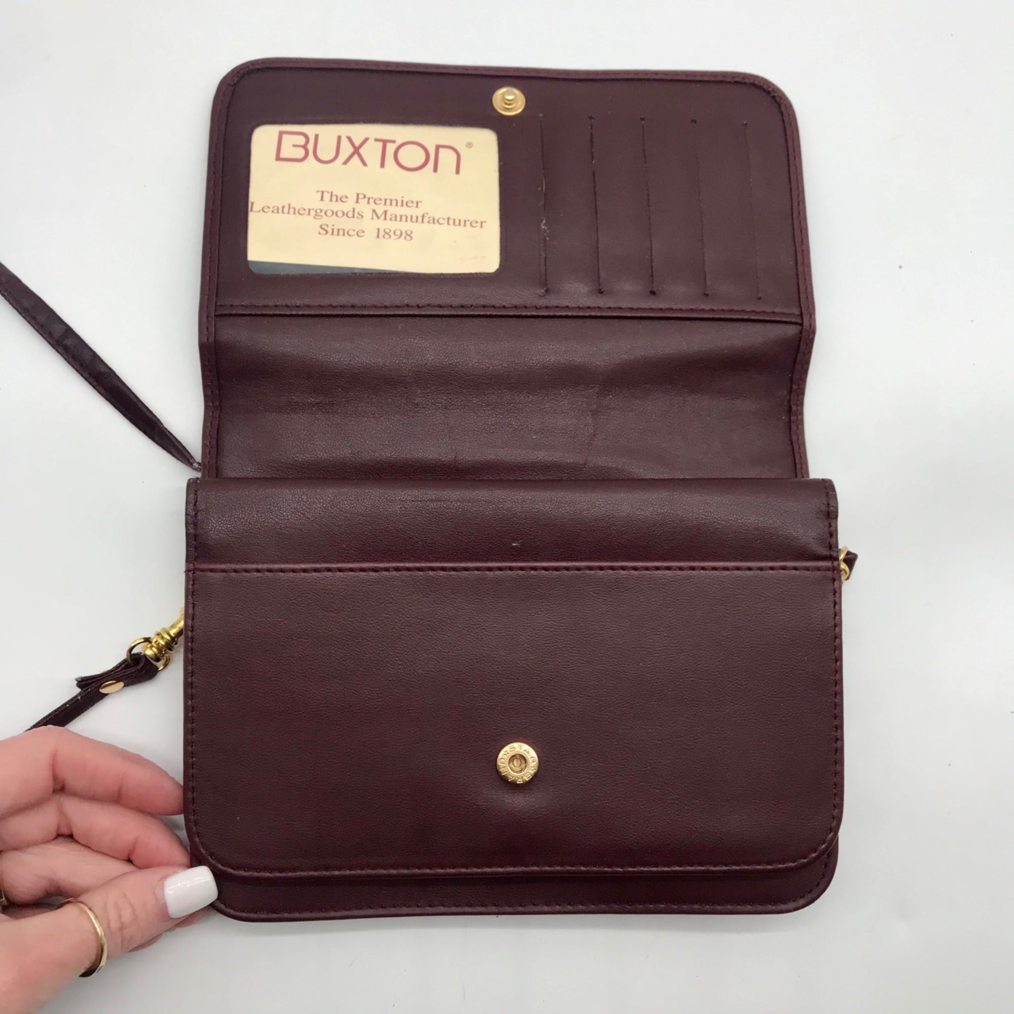 Buxton Burgundy Leather Crossbody Purse