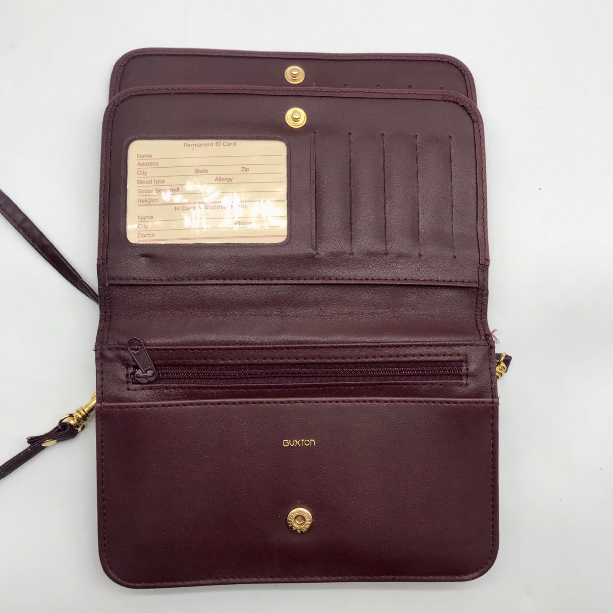 Buxton Burgundy Leather Crossbody Purse