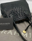 Brahmin Black Leather Croc Embossed Anytime Tote