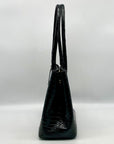 Brahmin Black Leather Croc Embossed Anytime Tote