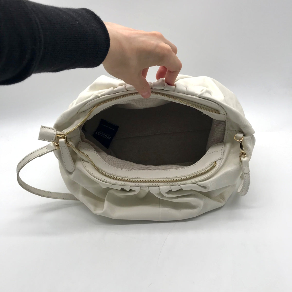 Arezzo Cream Leather Shoulder Bag