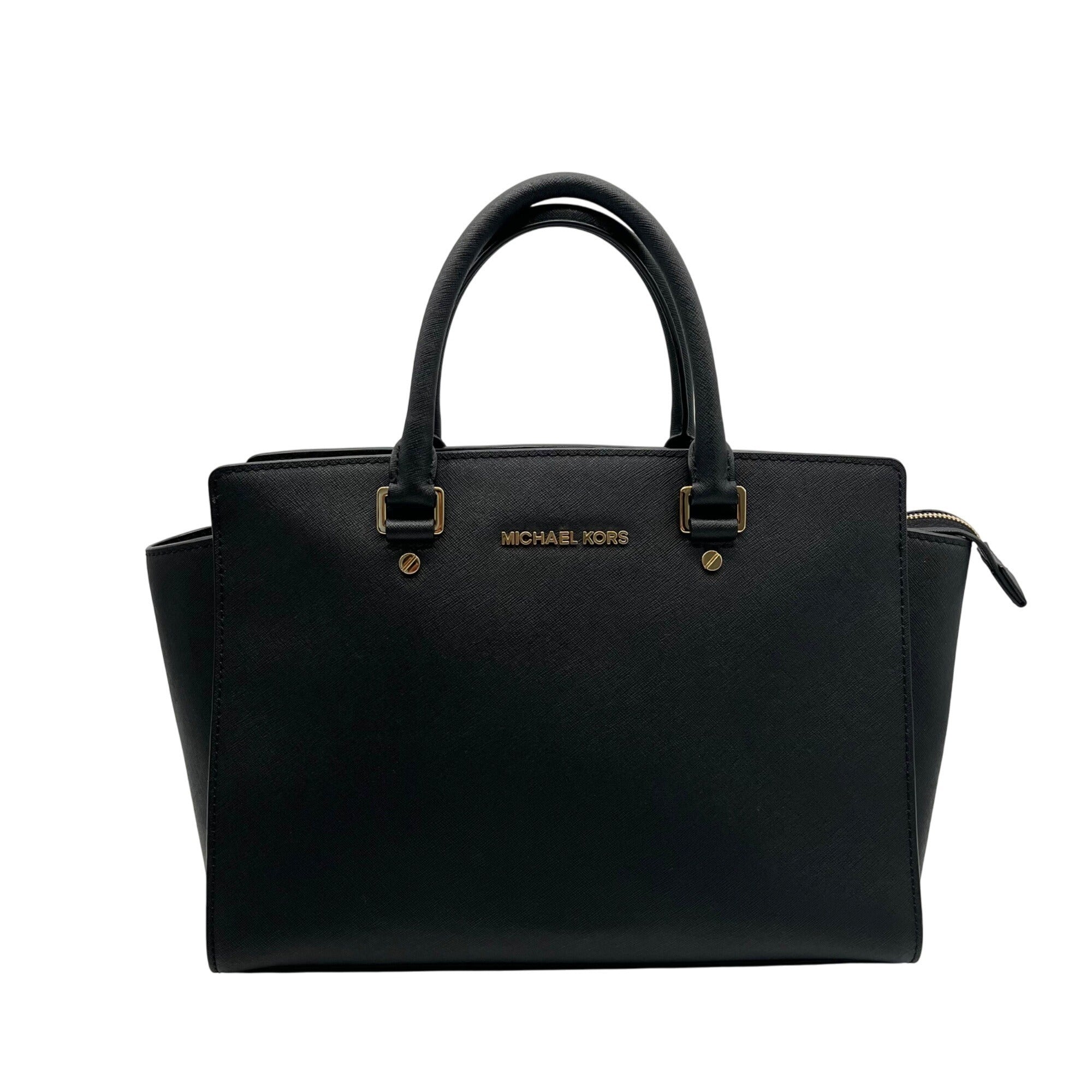 Michael Kors Black Saffiano Leather Selma Convertible Satchel Bag