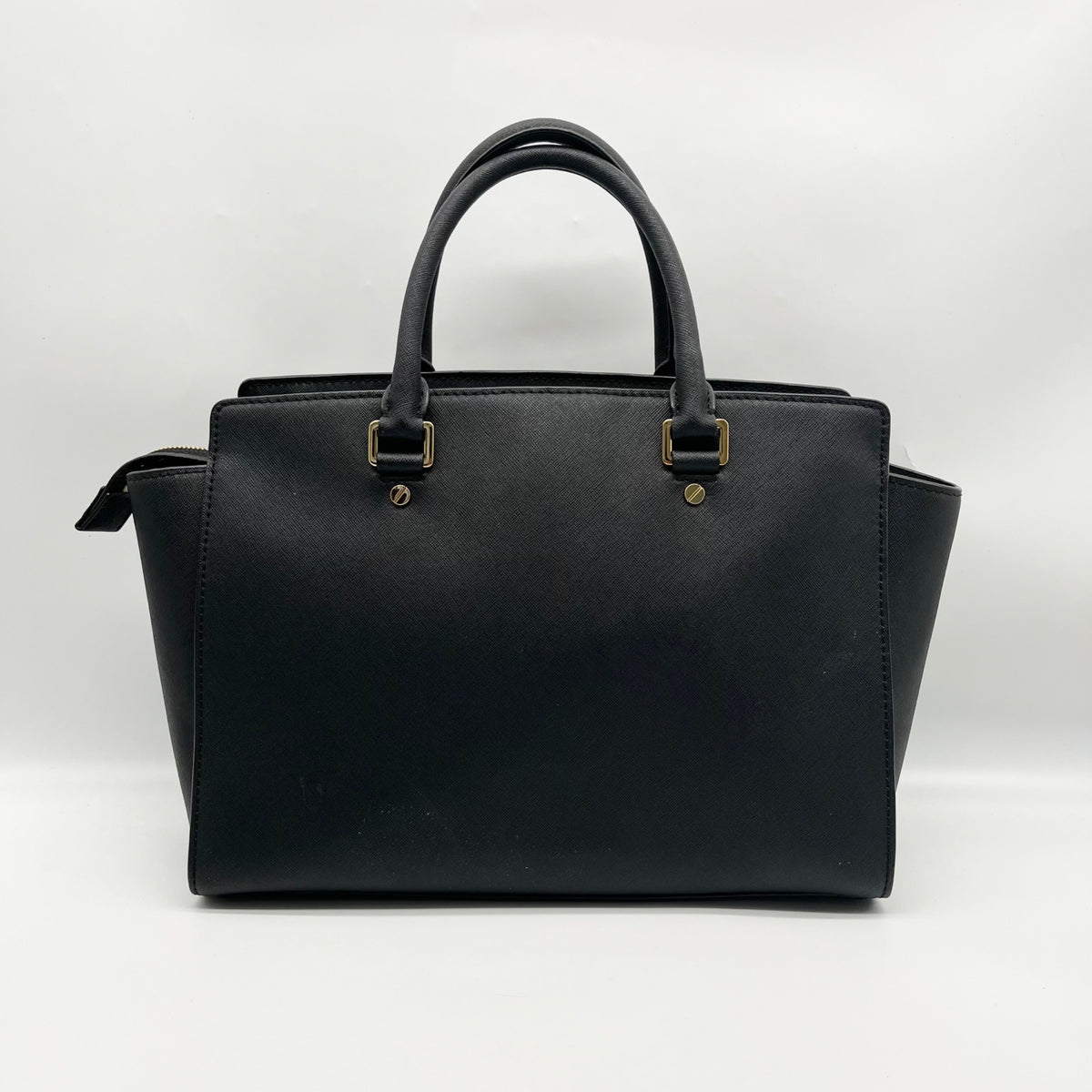 Michael Kors Black Saffiano Leather Selma Convertible Satchel Bag