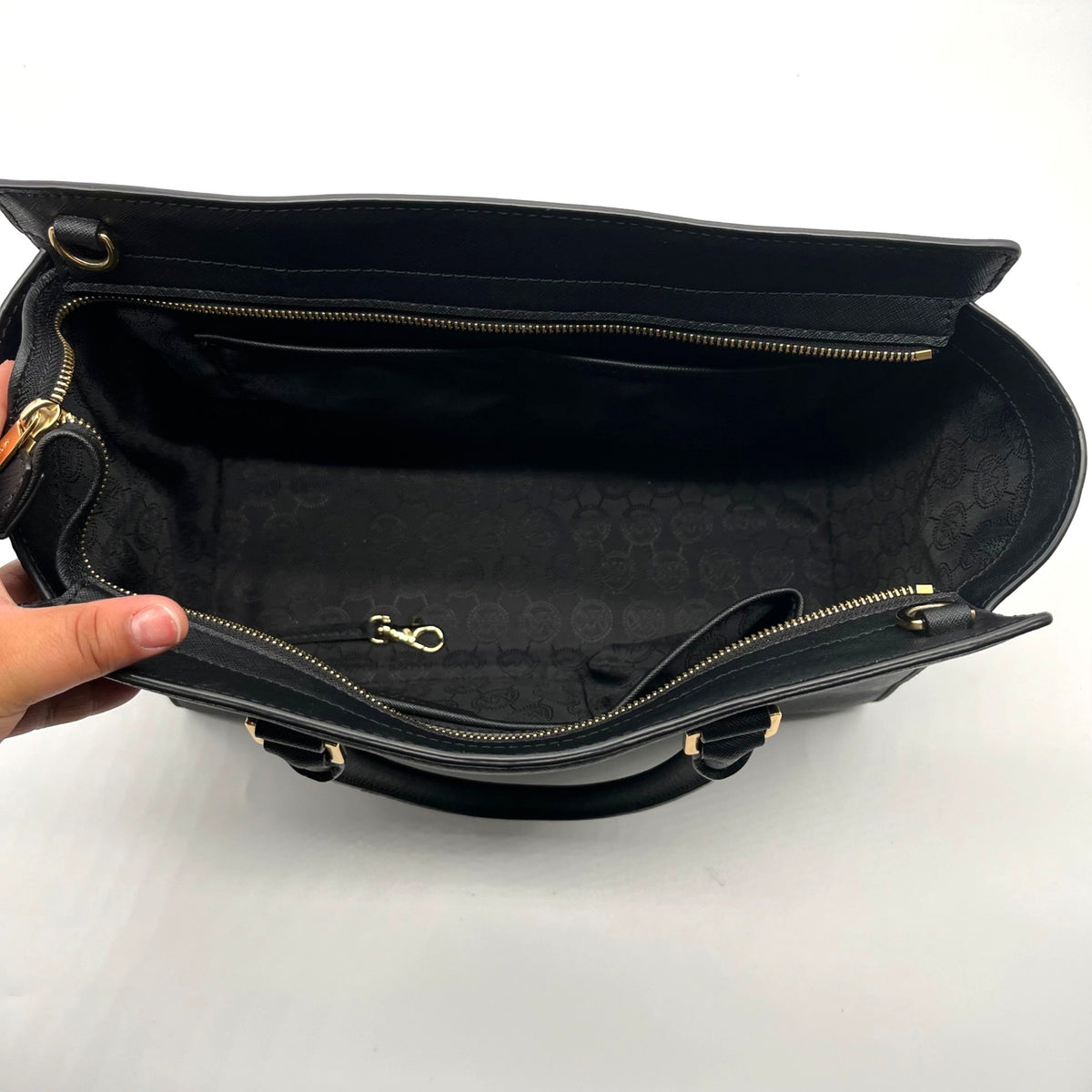 Michael Kors Black Saffiano Leather Selma Convertible Satchel Bag