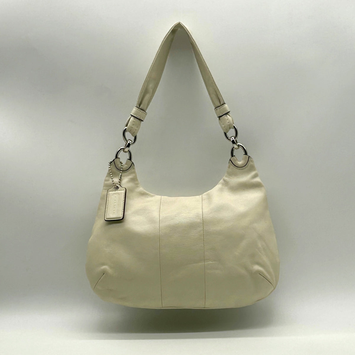 Coach Vintage Ivory Leather Flap Hobo Shoulder Bag-16931