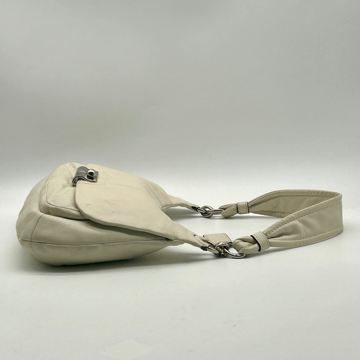 Coach Vintage Ivory Leather Flap Hobo Shoulder Bag-16931