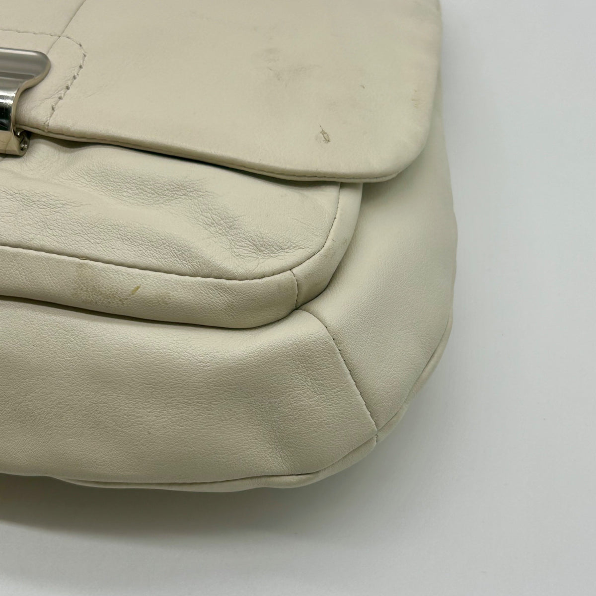 Coach Vintage Ivory Leather Flap Hobo Shoulder Bag-16931