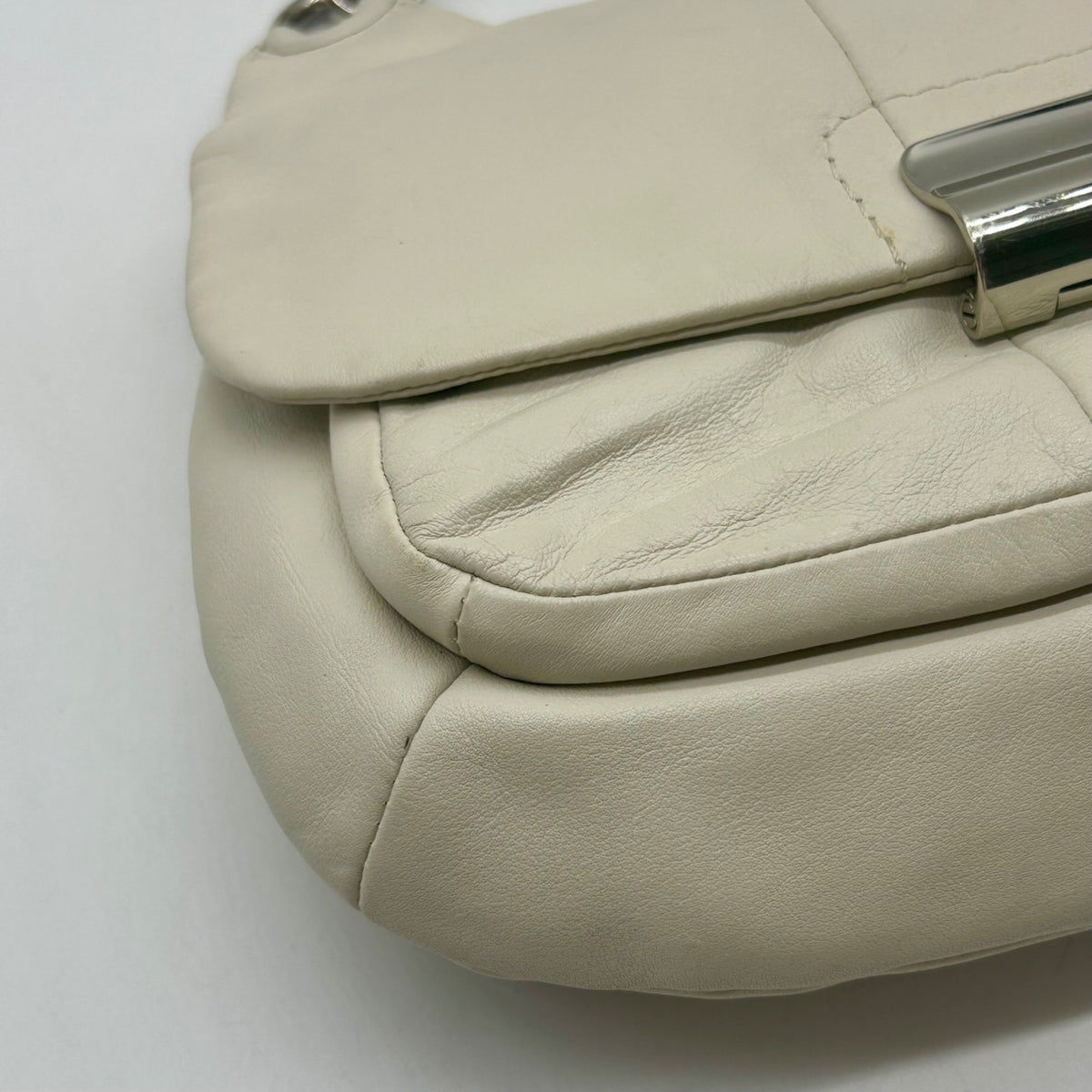 Coach Vintage Ivory Leather Flap Hobo Shoulder Bag-16931