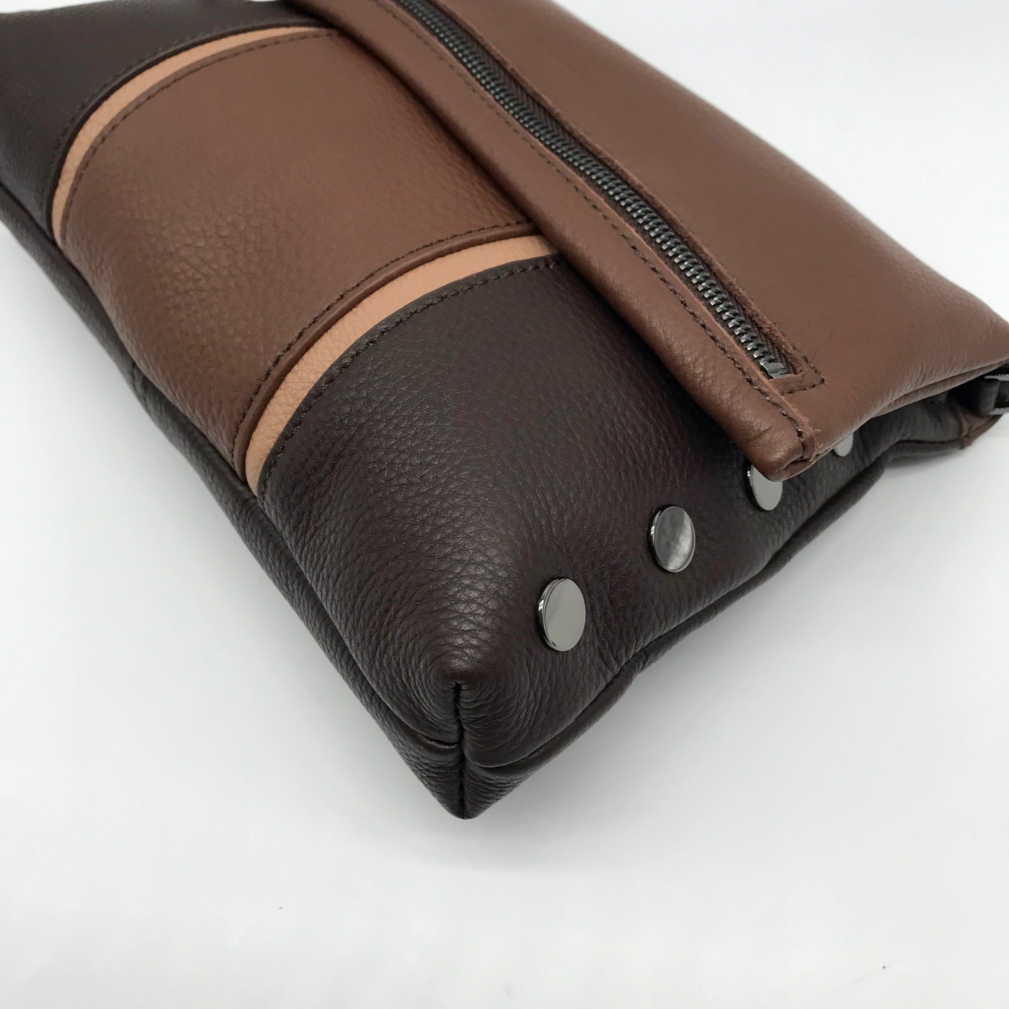 Hammitt VIP Orchestra Brown Pebbled Leather Medium Crossbody Clutch