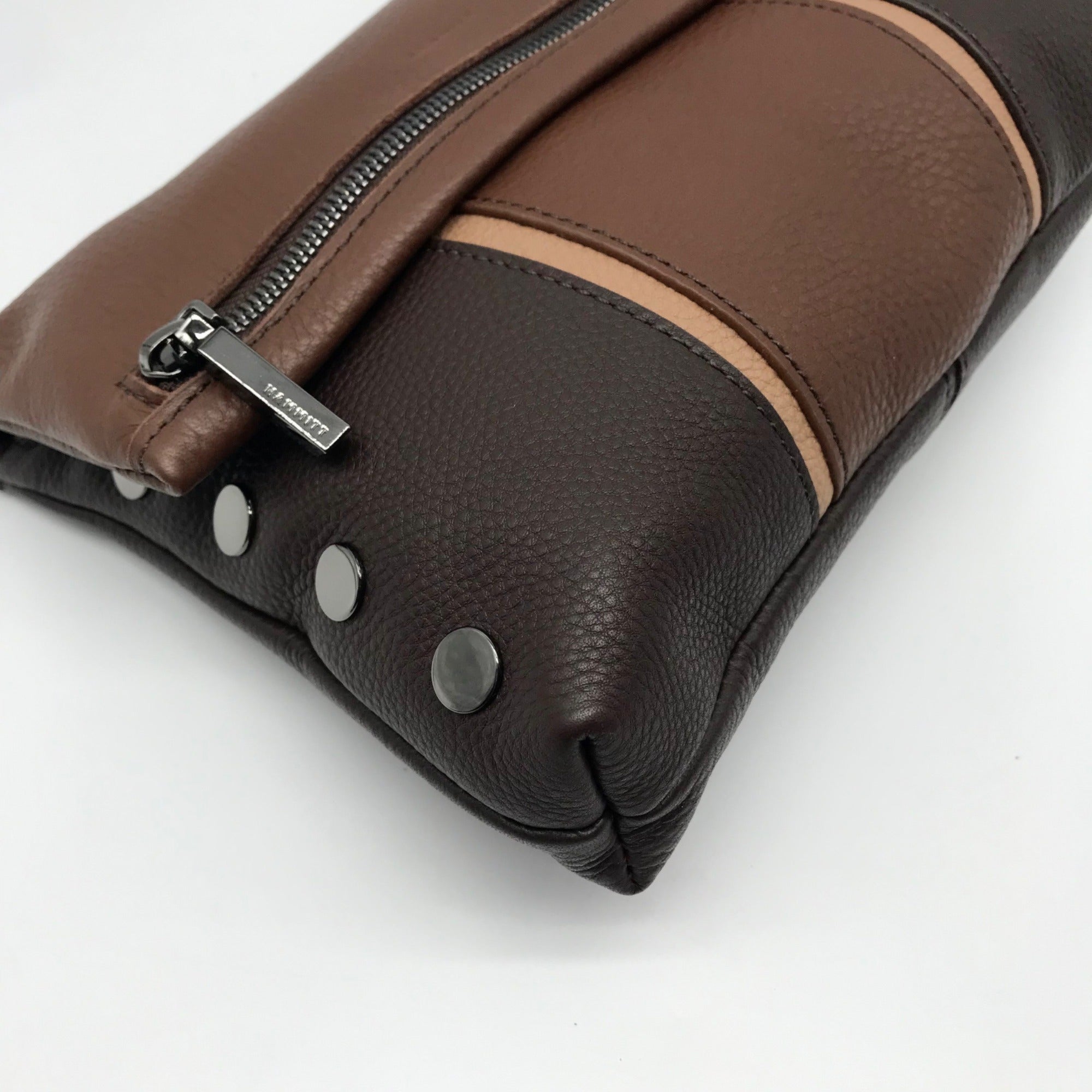 Hammitt VIP Orchestra Brown Pebbled Leather Medium Crossbody Clutch