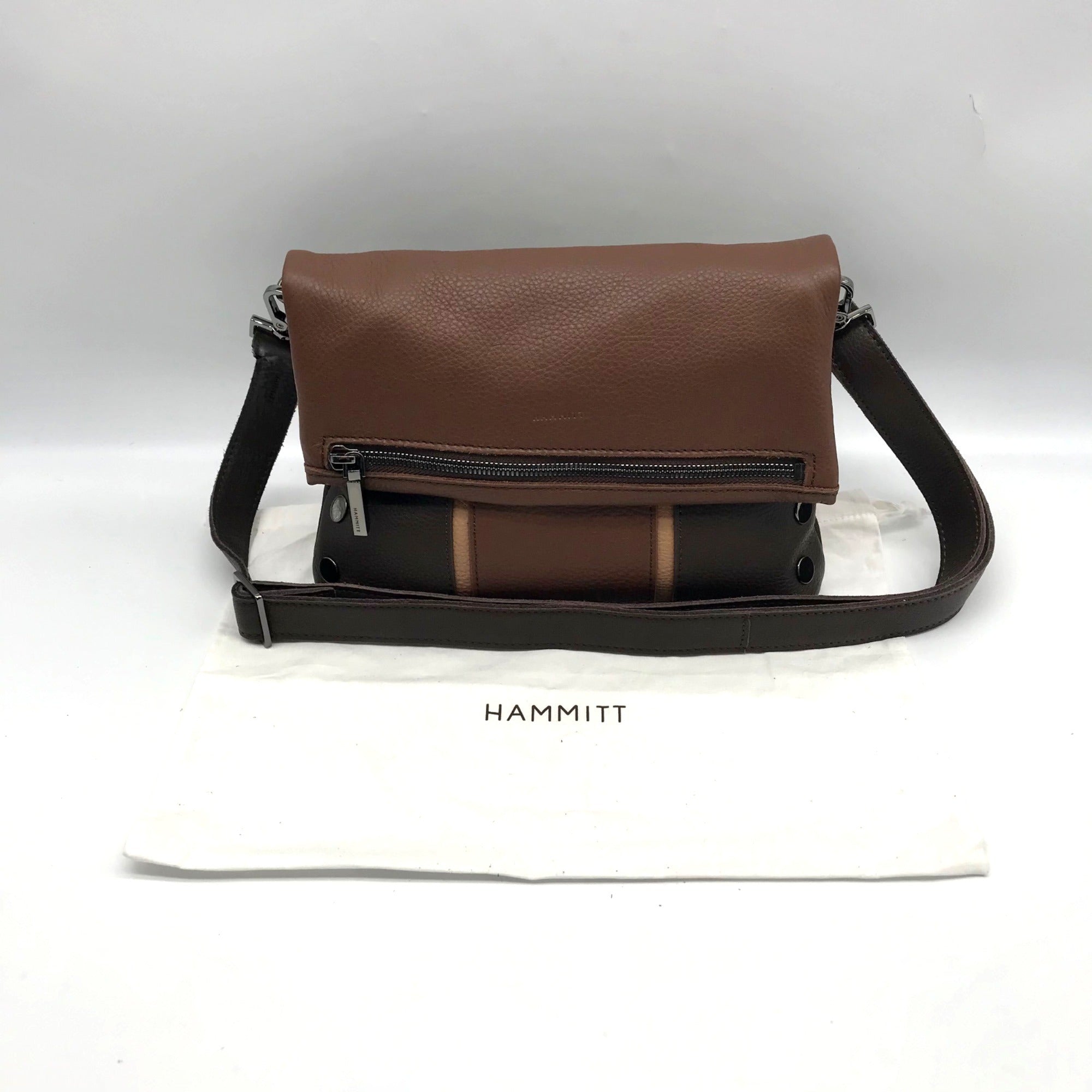 Hammitt VIP Orchestra Brown Pebbled Leather Medium Crossbody Clutch
