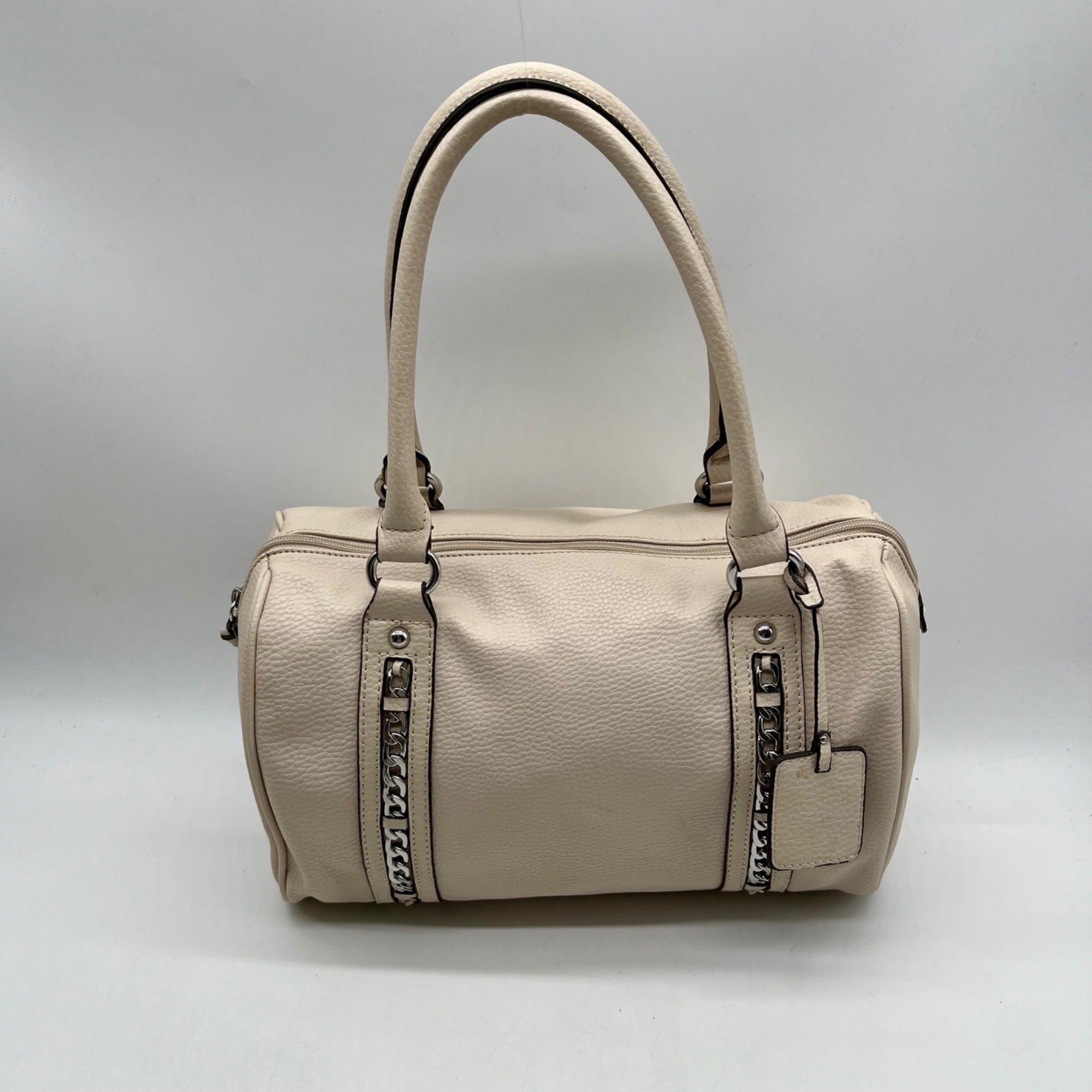 Jessica Simpson Ivory Pebbled Faux Leather Satchel