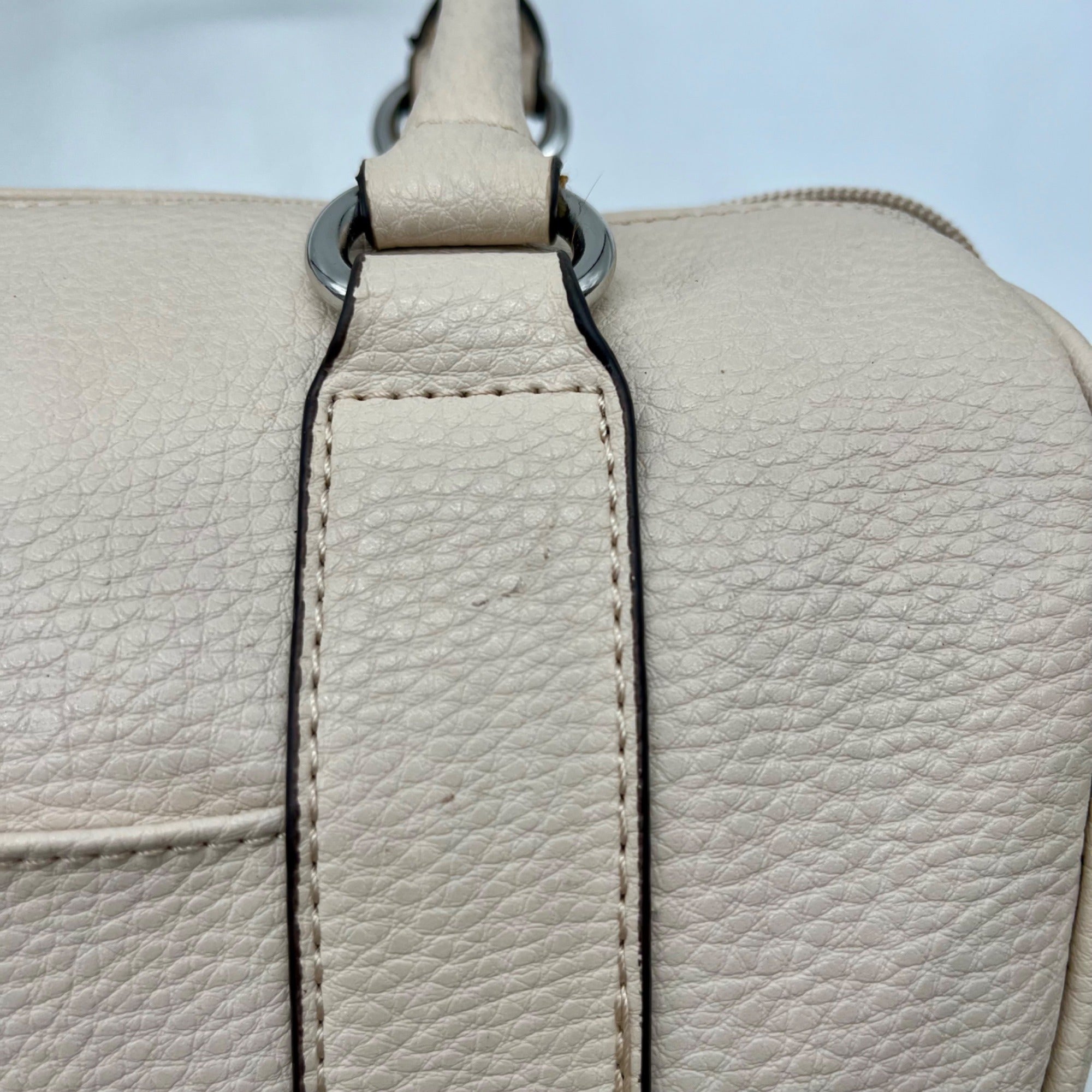 Jessica Simpson Ivory Pebbled Faux Leather Satchel
