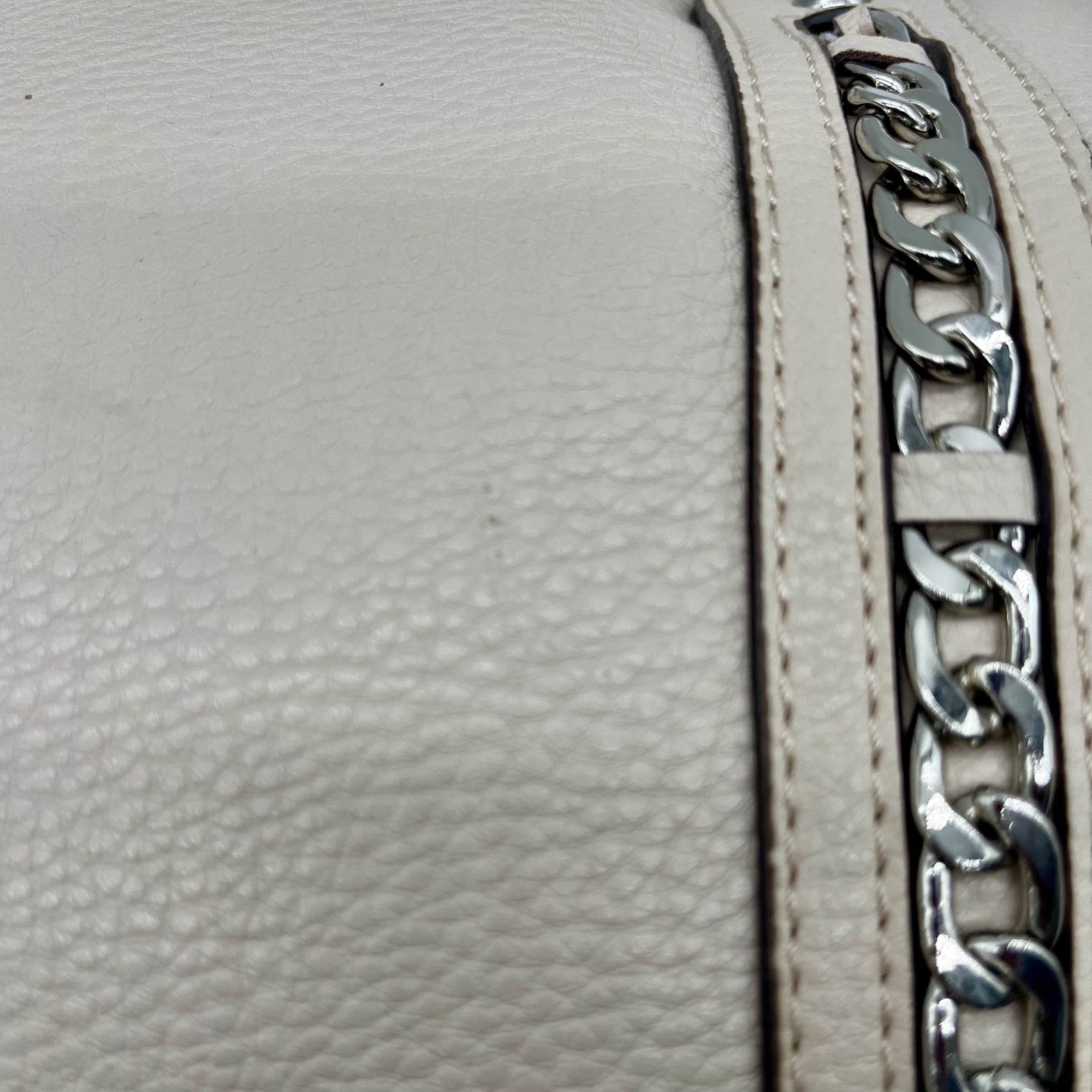 Jessica Simpson Ivory Pebbled Faux Leather Satchel
