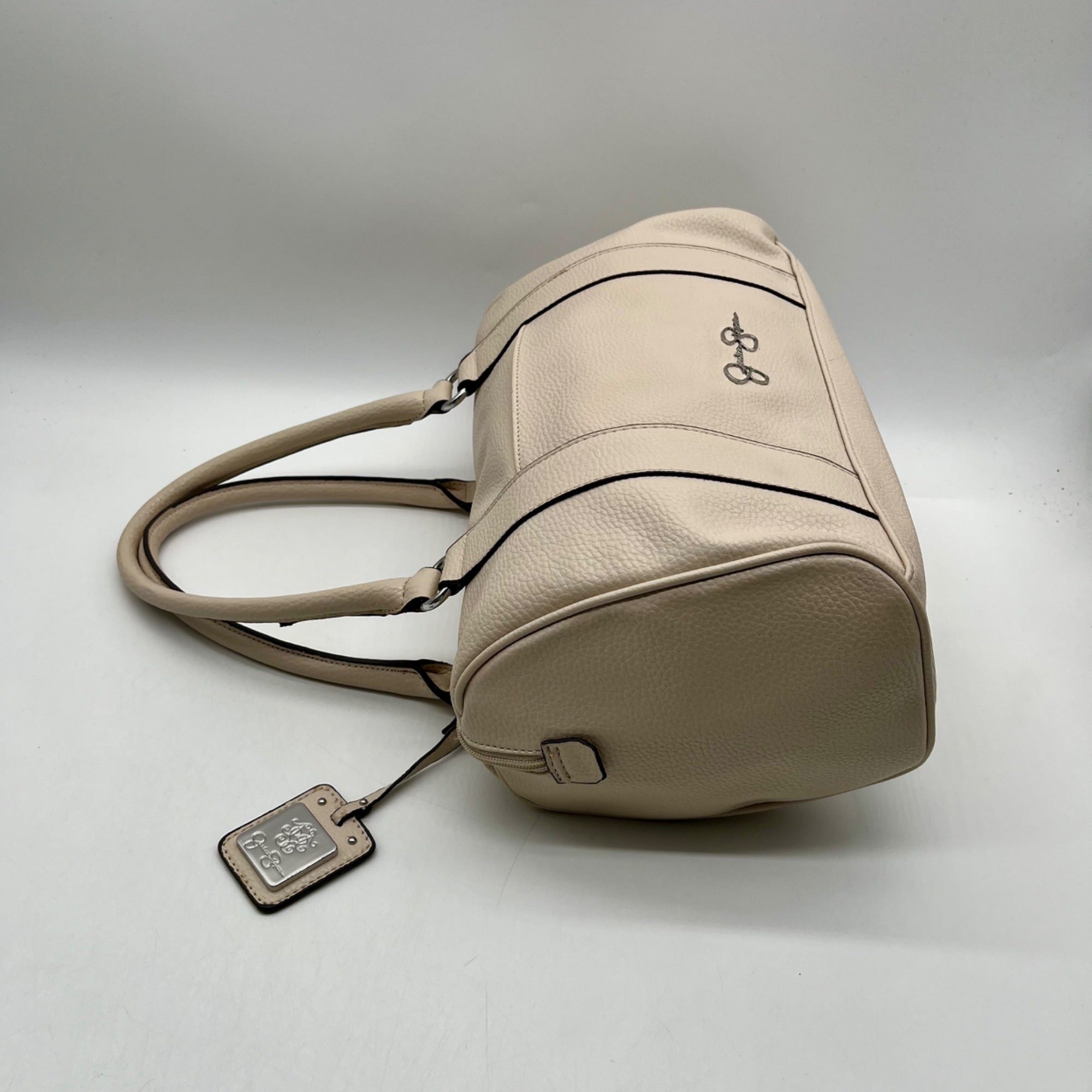 Jessica Simpson Ivory Pebbled Faux Leather Satchel