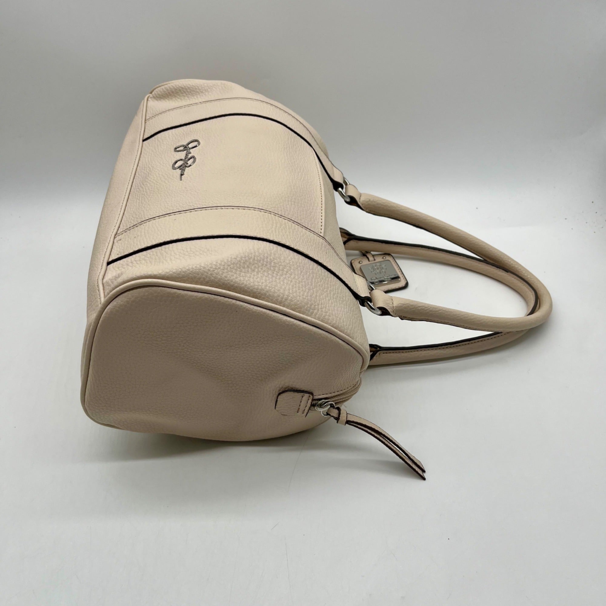 Jessica Simpson Ivory Pebbled Faux Leather Satchel