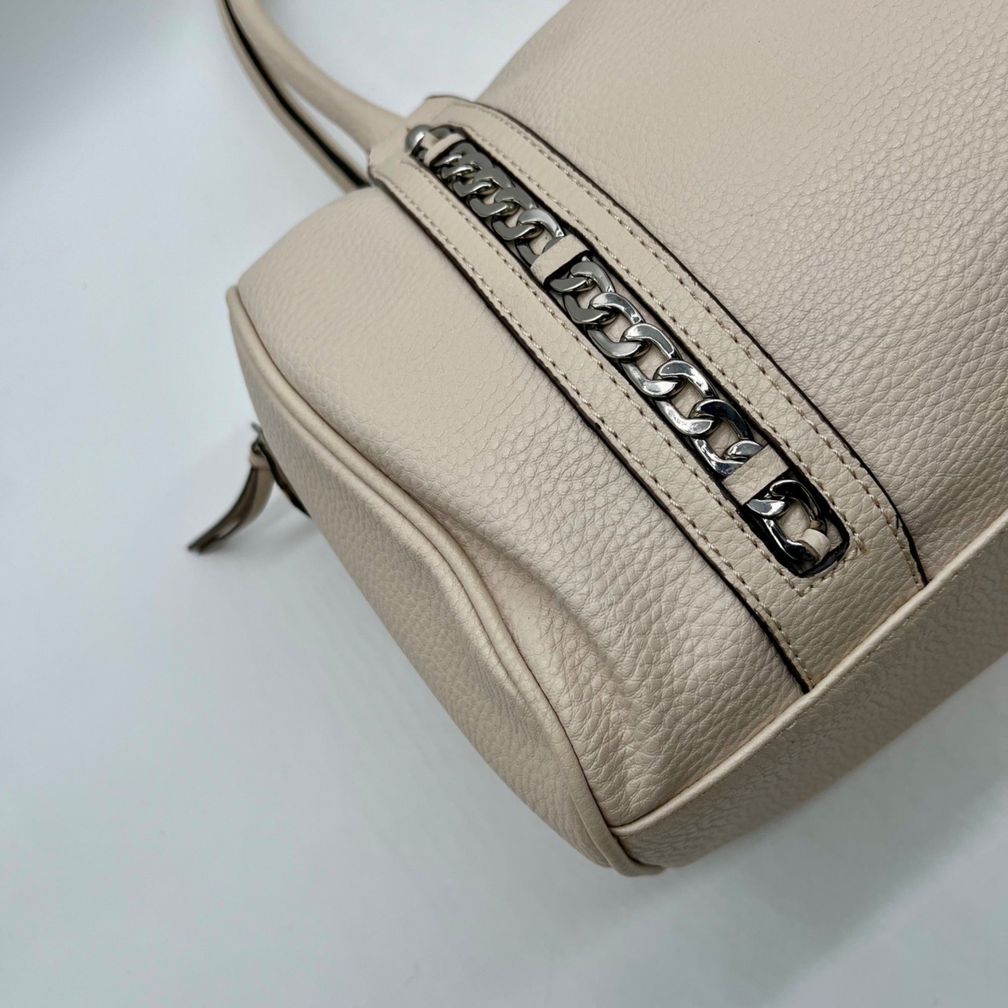 Jessica Simpson Ivory Pebbled Faux Leather Satchel