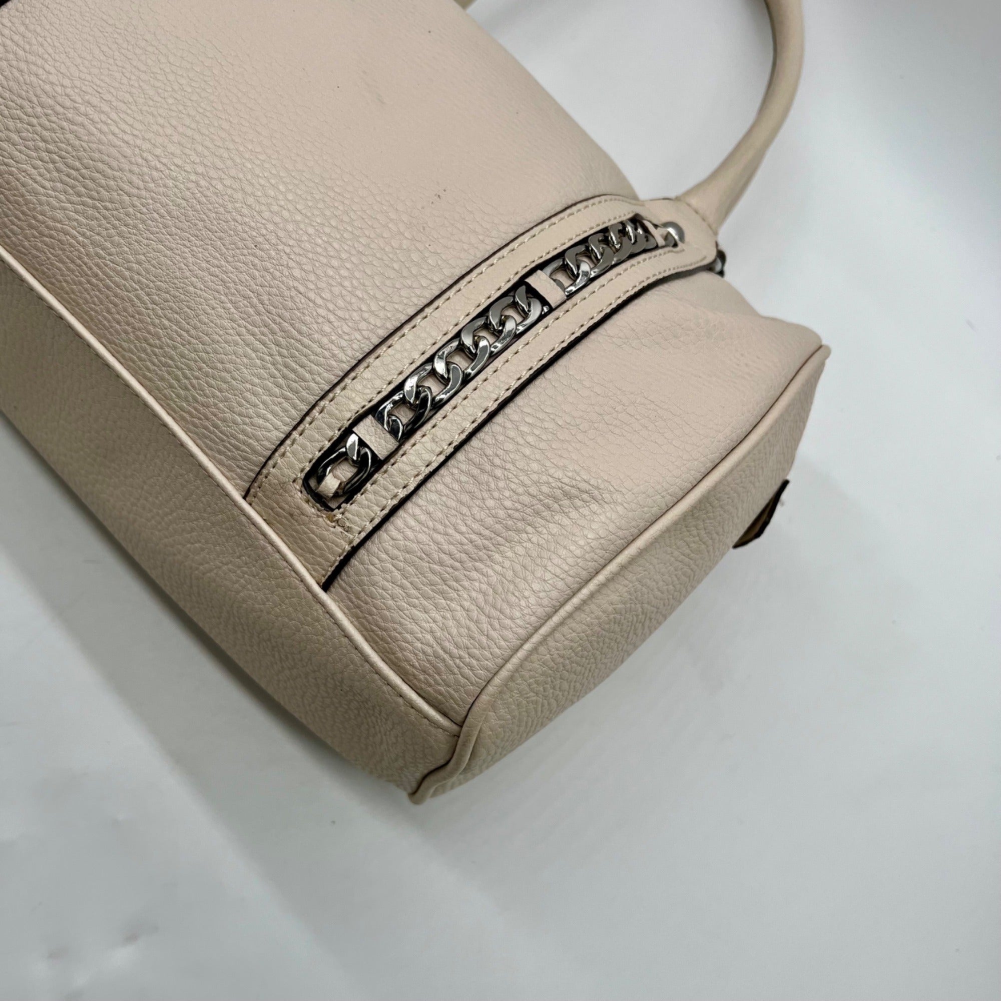 Jessica Simpson Ivory Pebbled Faux Leather Satchel