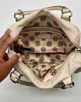 Jessica Simpson Ivory Pebbled Faux Leather Satchel