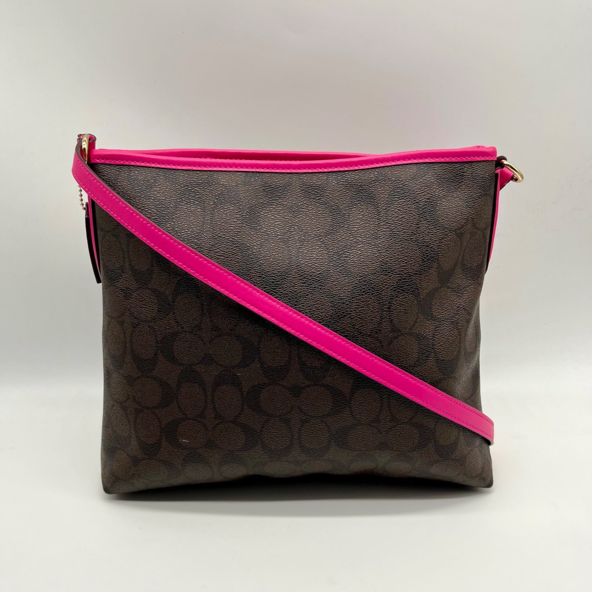 Coach Brown Signature Print Coated Canvas File Bag F23866