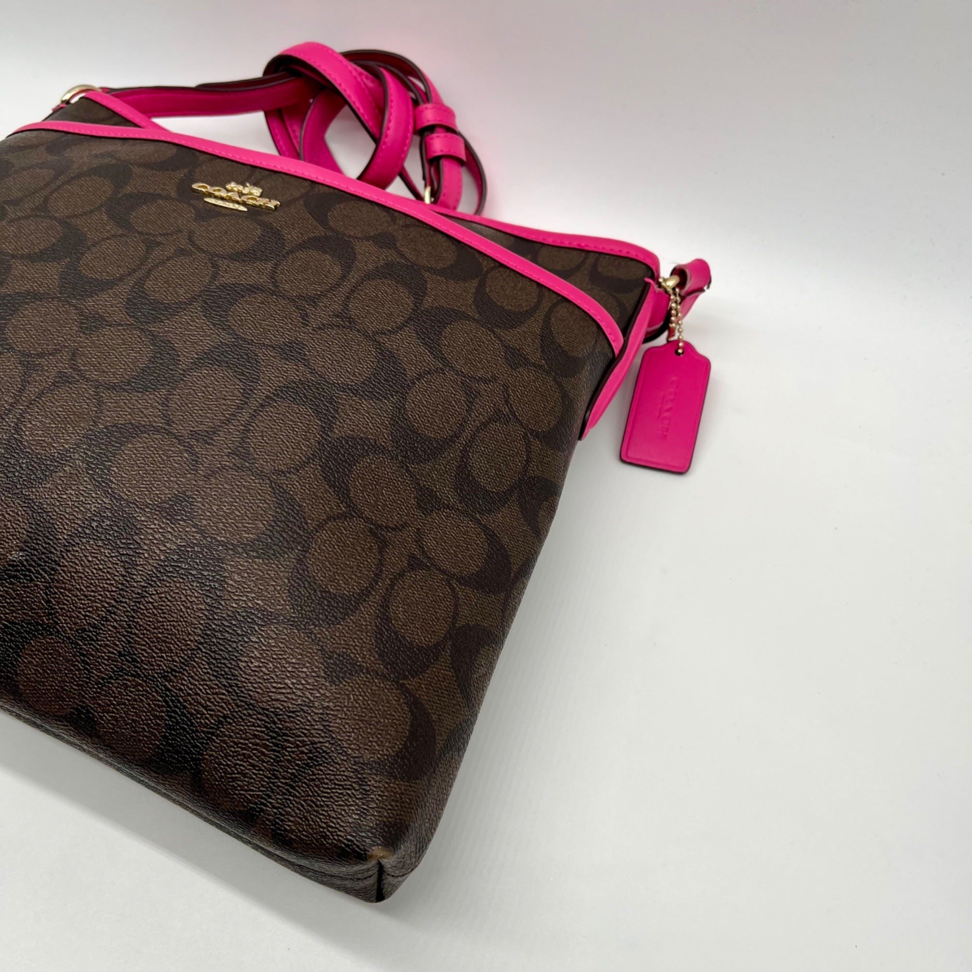 Coach Brown Signature Print Coated Canvas File Bag F23866