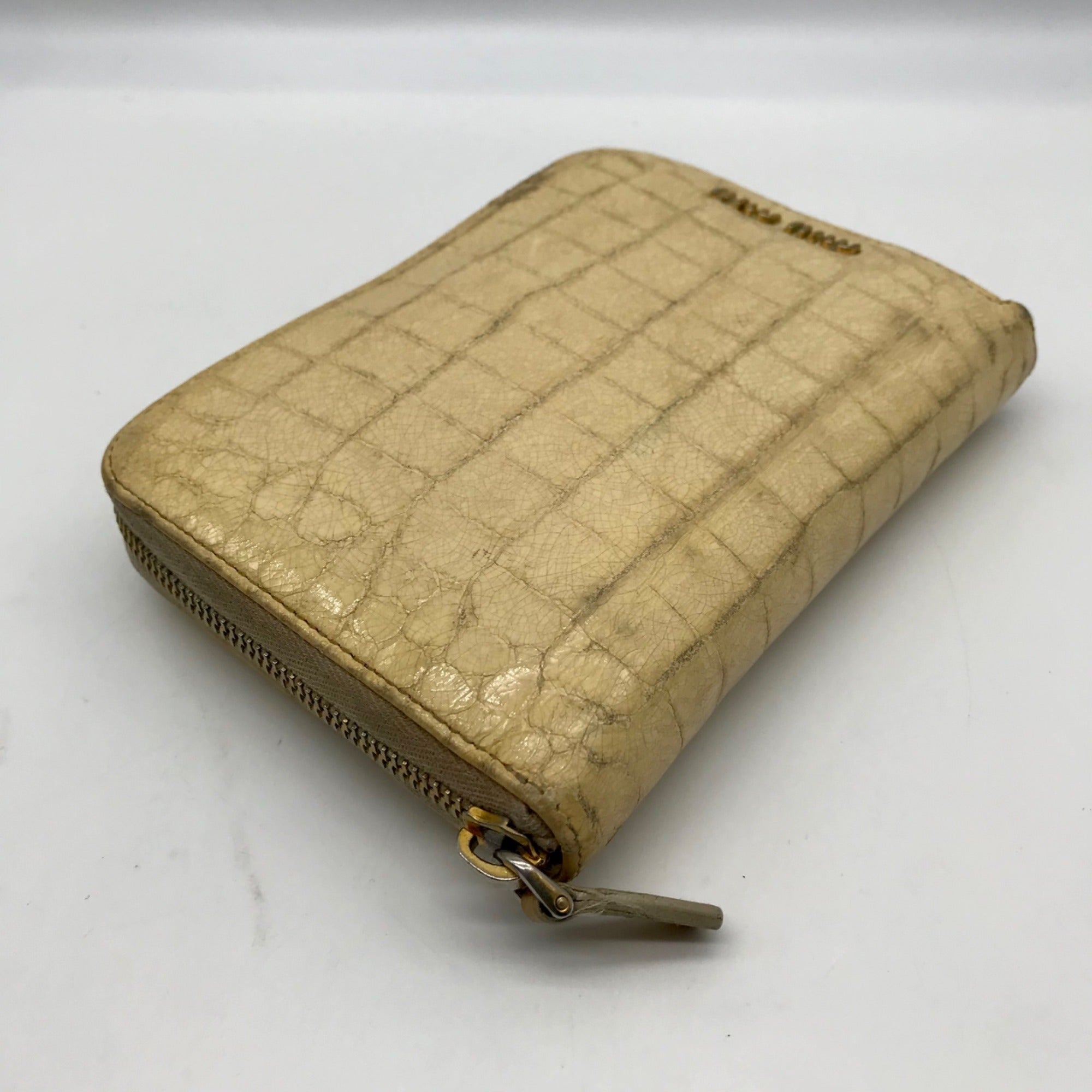 Miu Miu Cream Croc Embossed Leather Notepad Mini Cover