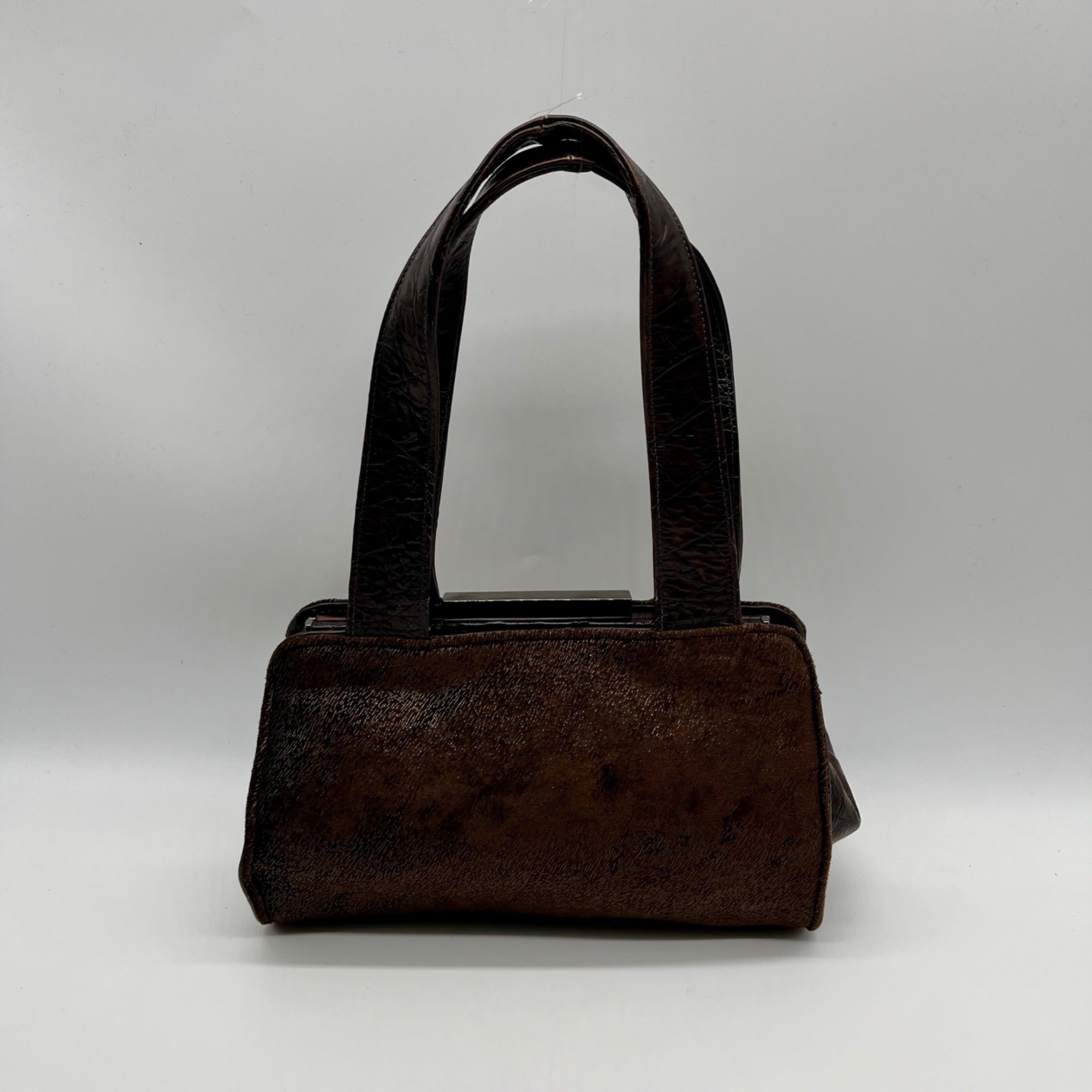 Gambini Black Pleated Suede  Shoulder Bag