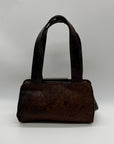 Gambini Black Pleated Suede  Shoulder Bag