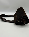 Gambini Black Pleated Suede  Shoulder Bag