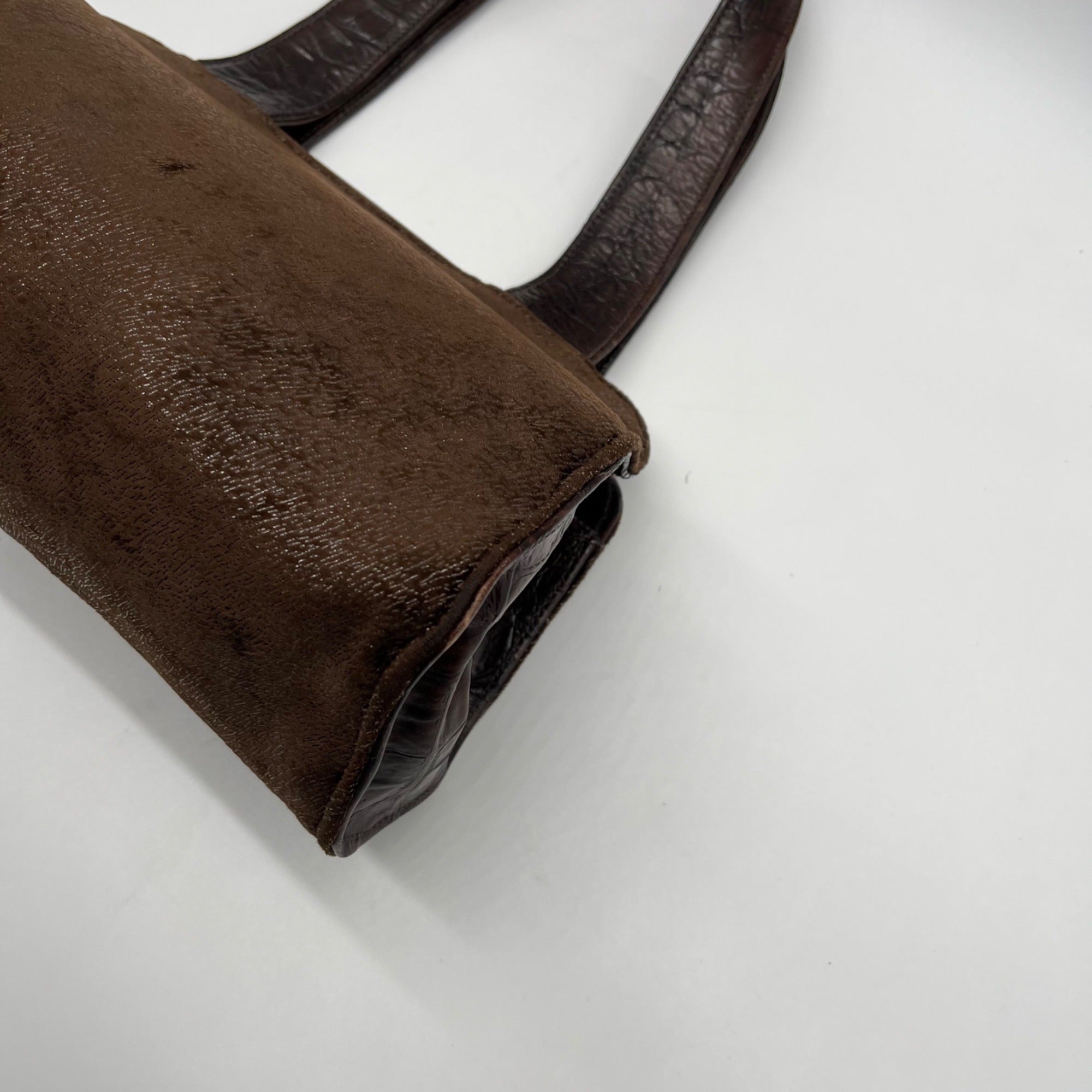 Gambini Black Pleated Suede  Shoulder Bag