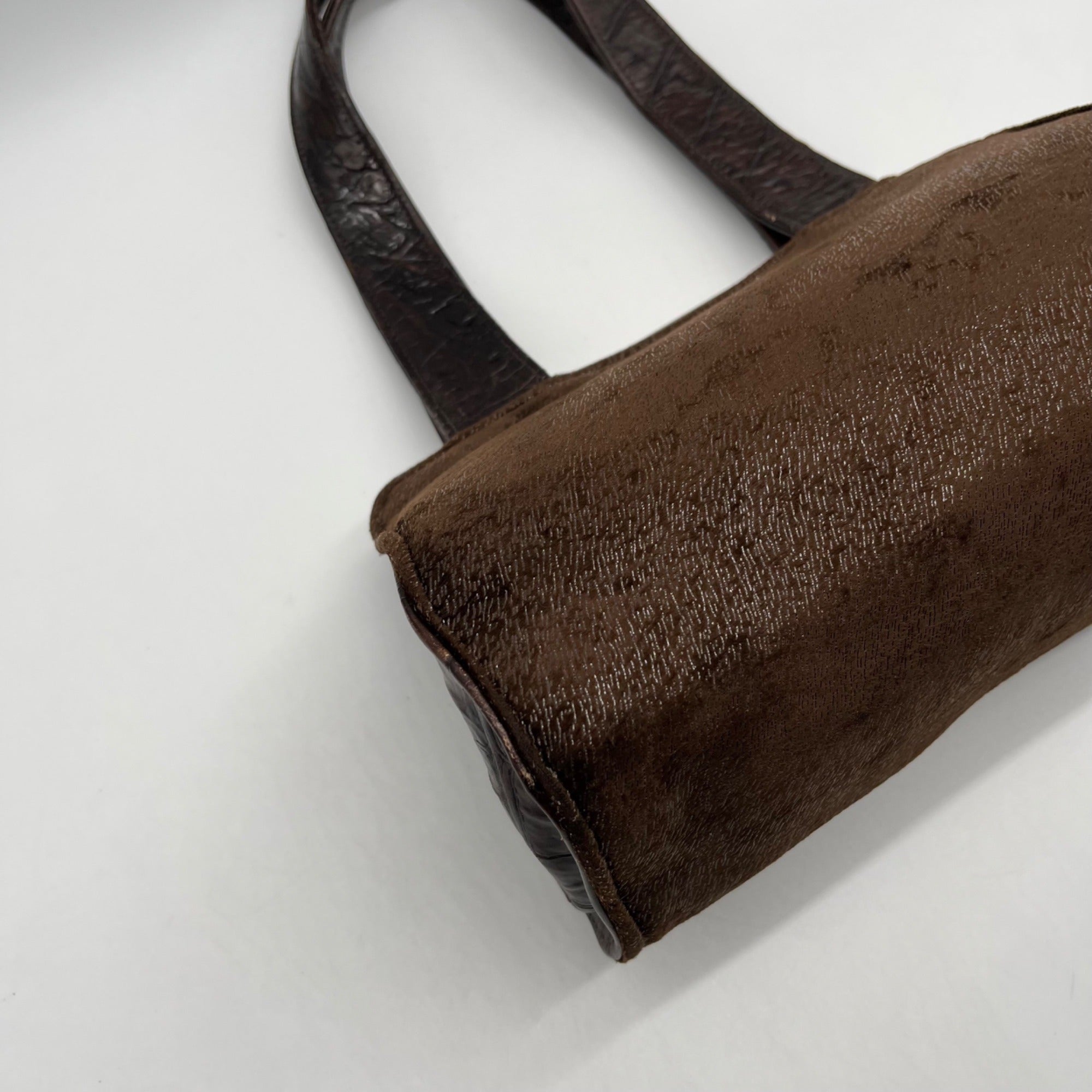 Gambini Black Pleated Suede  Shoulder Bag