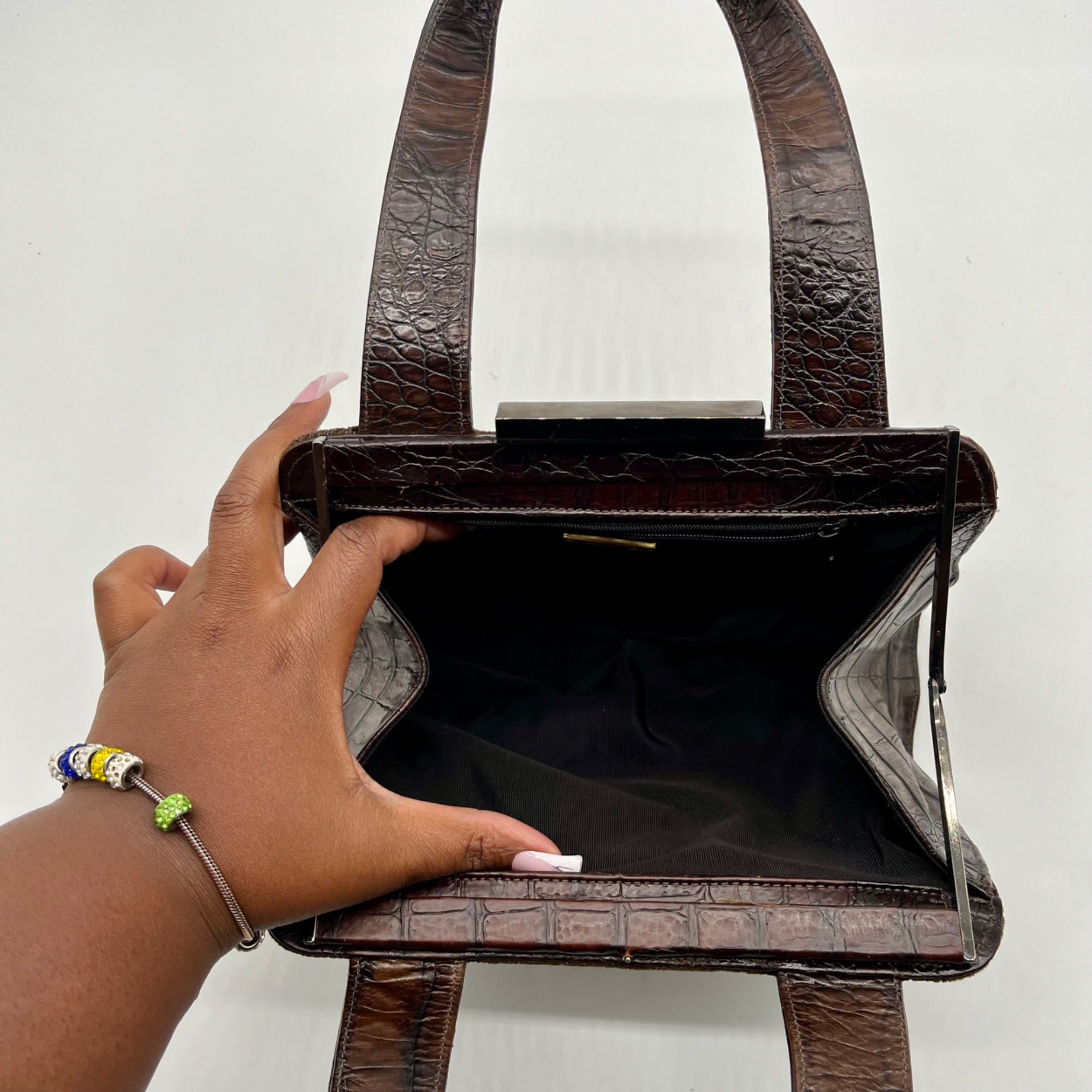 Gambini Black Pleated Suede  Shoulder Bag
