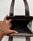 Gambini Black Pleated Suede  Shoulder Bag