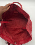 Red Furla Quilted Pebbled Leather Tote Bag