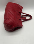 Red Furla Quilted Pebbled Leather Tote Bag