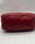 Red Furla Quilted Pebbled Leather Tote Bag