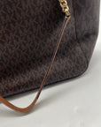 Michael Kors Brown Monogram Jet Set Large Travel Chain Shoulder Bag