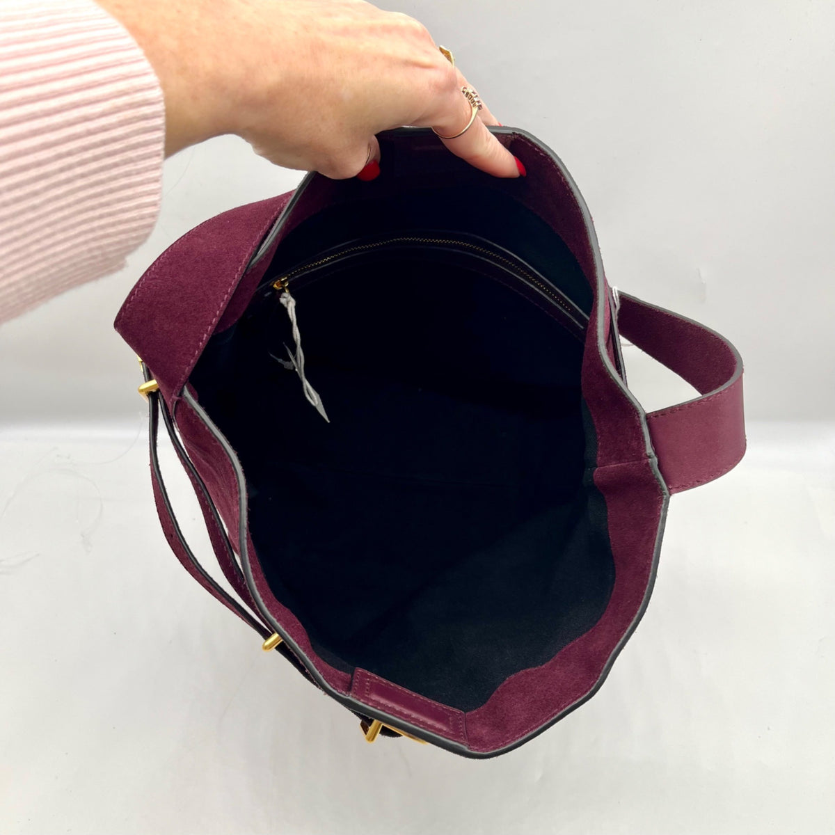 Madewell Red Belted Suede Satchel Bag