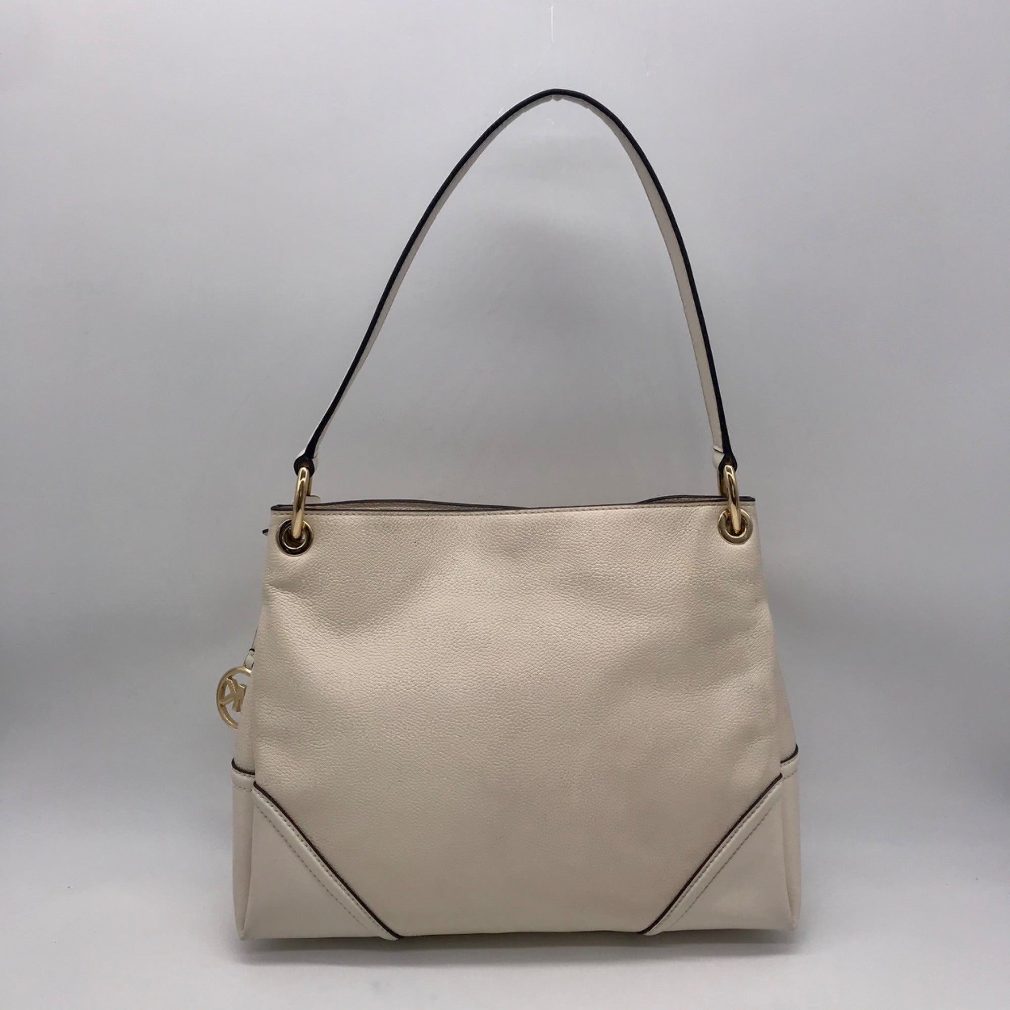 Michael Kors Beige Pebbled Leather Nicole Medium Shoulder Bag