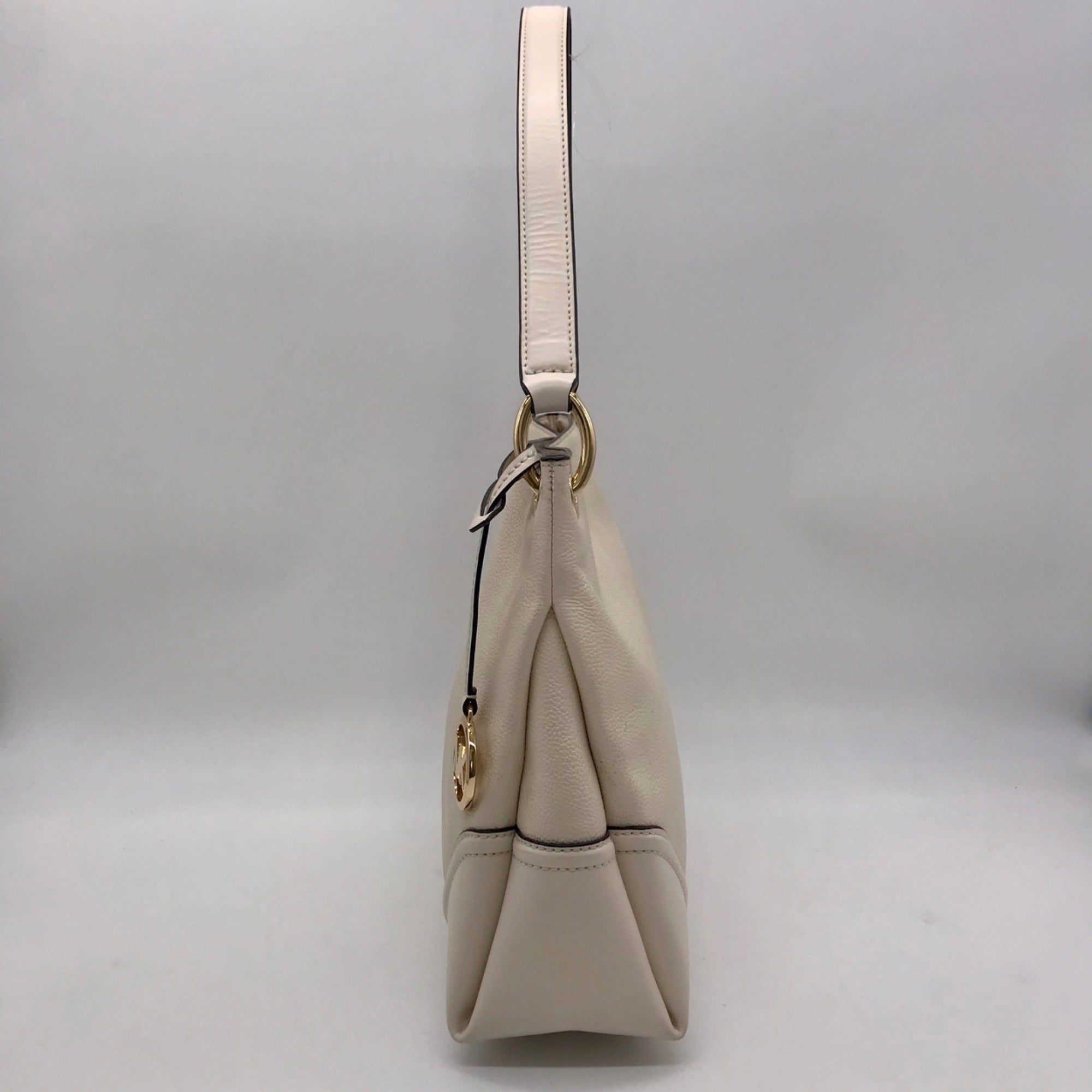 Michael Kors Beige Pebbled Leather Nicole Medium Shoulder Bag
