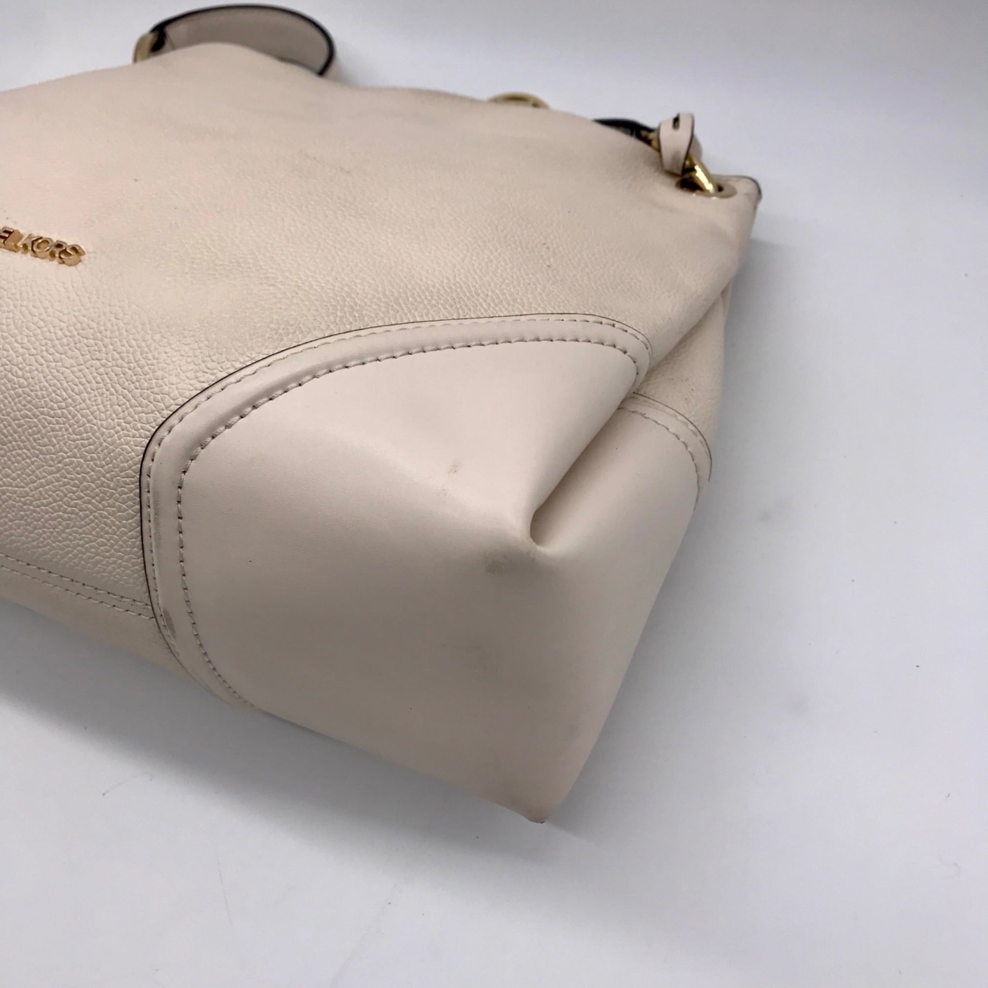 Michael Kors Beige Pebbled Leather Nicole Medium Shoulder Bag