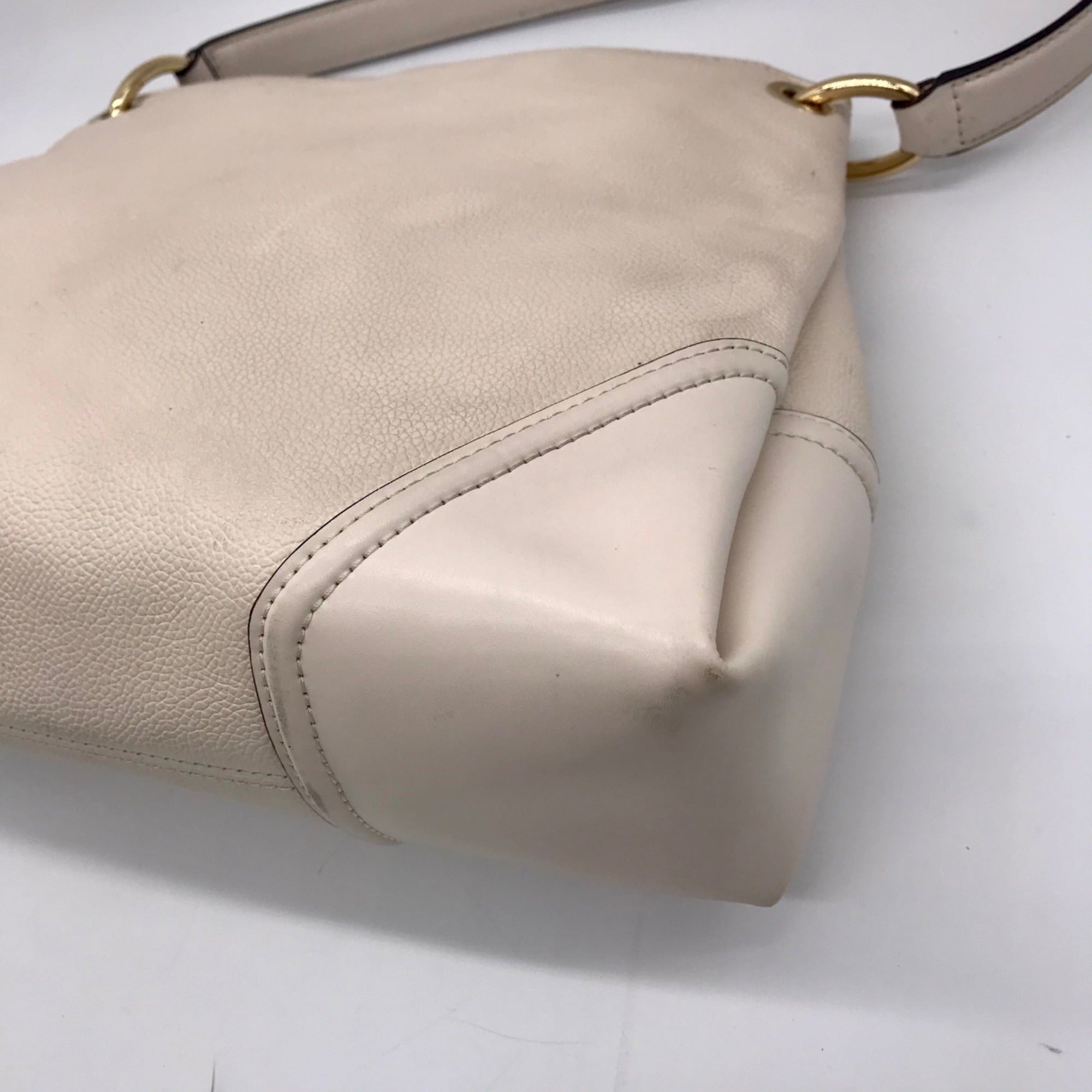 Michael Kors Beige Pebbled Leather Nicole Medium Shoulder Bag