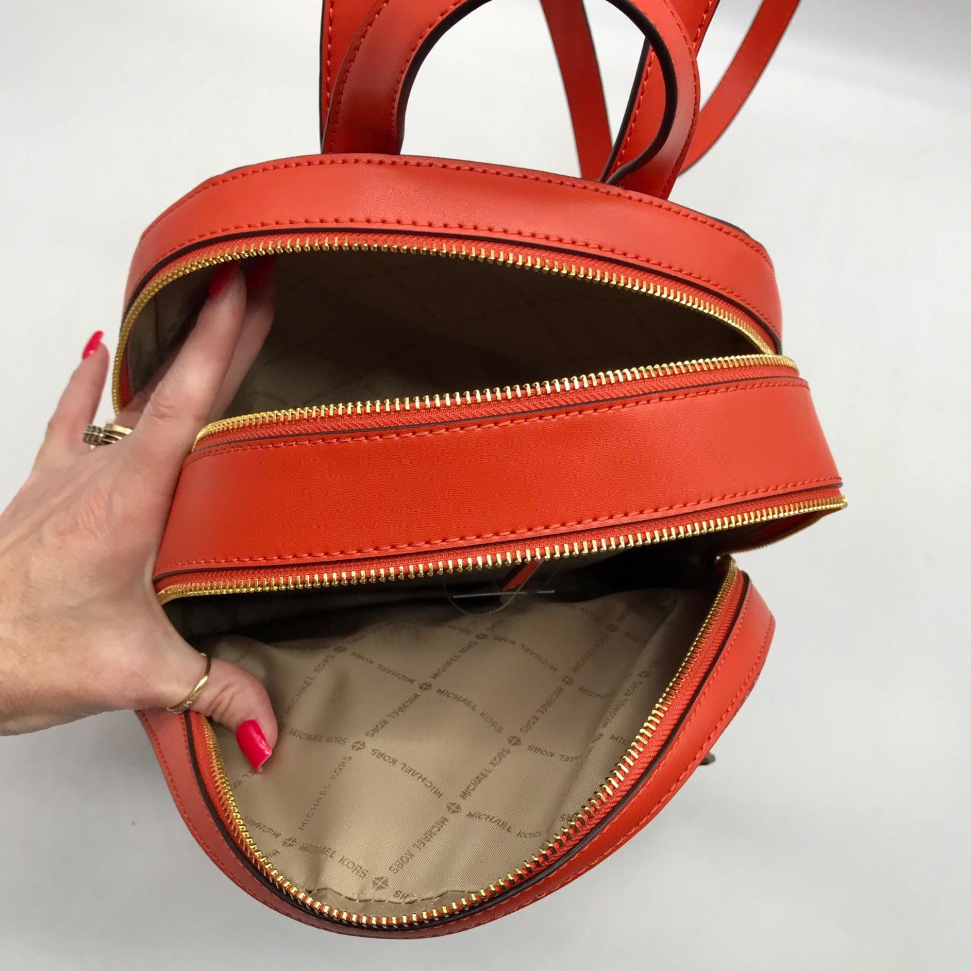 Michael Kors Red Clay Jaycee Zip Pocket Backpack Bag