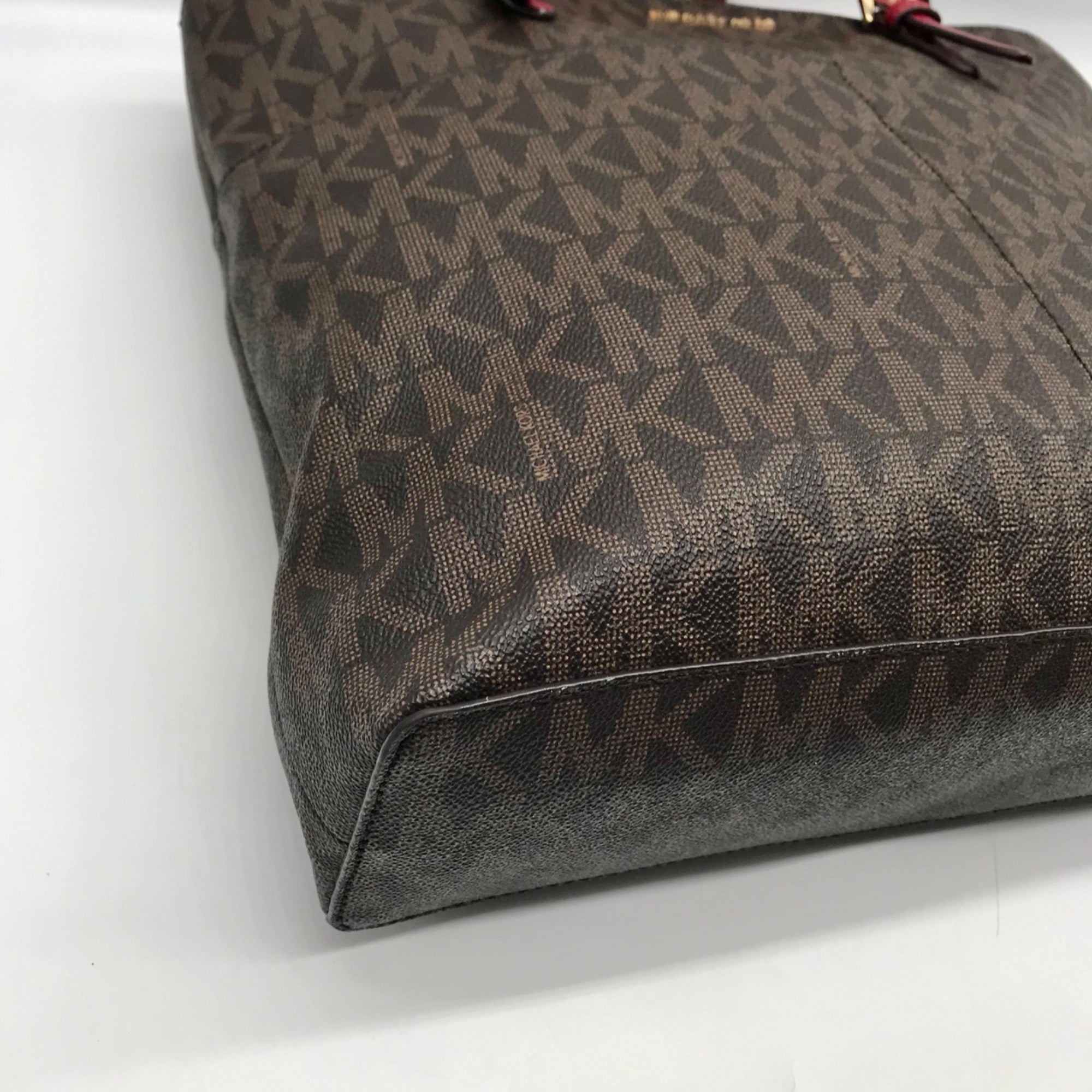 Michael Kors Brown Monogram Coated Canvas Jet Set Shoulder Bag