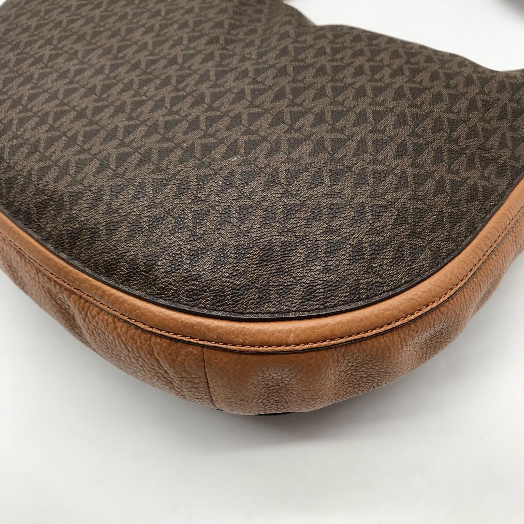 Michael Kors Brown Monogram Canvas Lydia Hobo Shoulder Bag