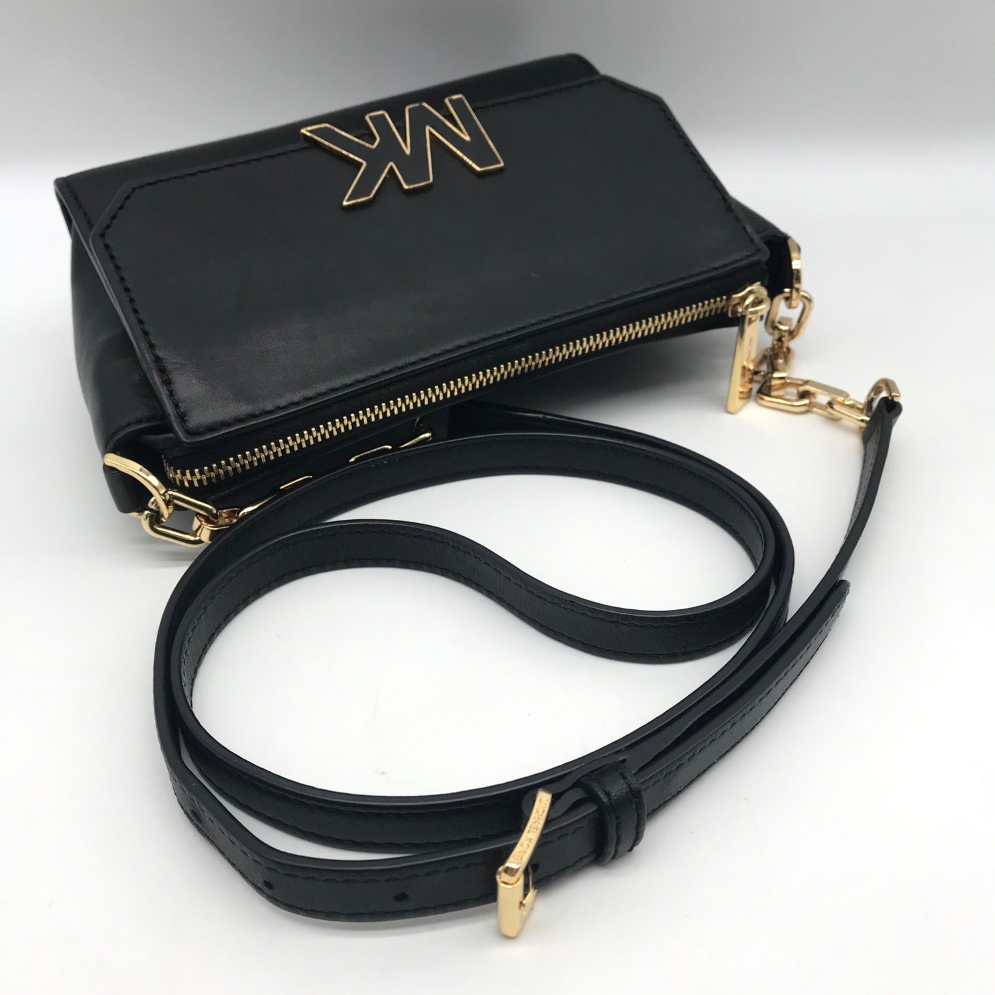 Michael Kors Black Leather Florence Crossbody Bag