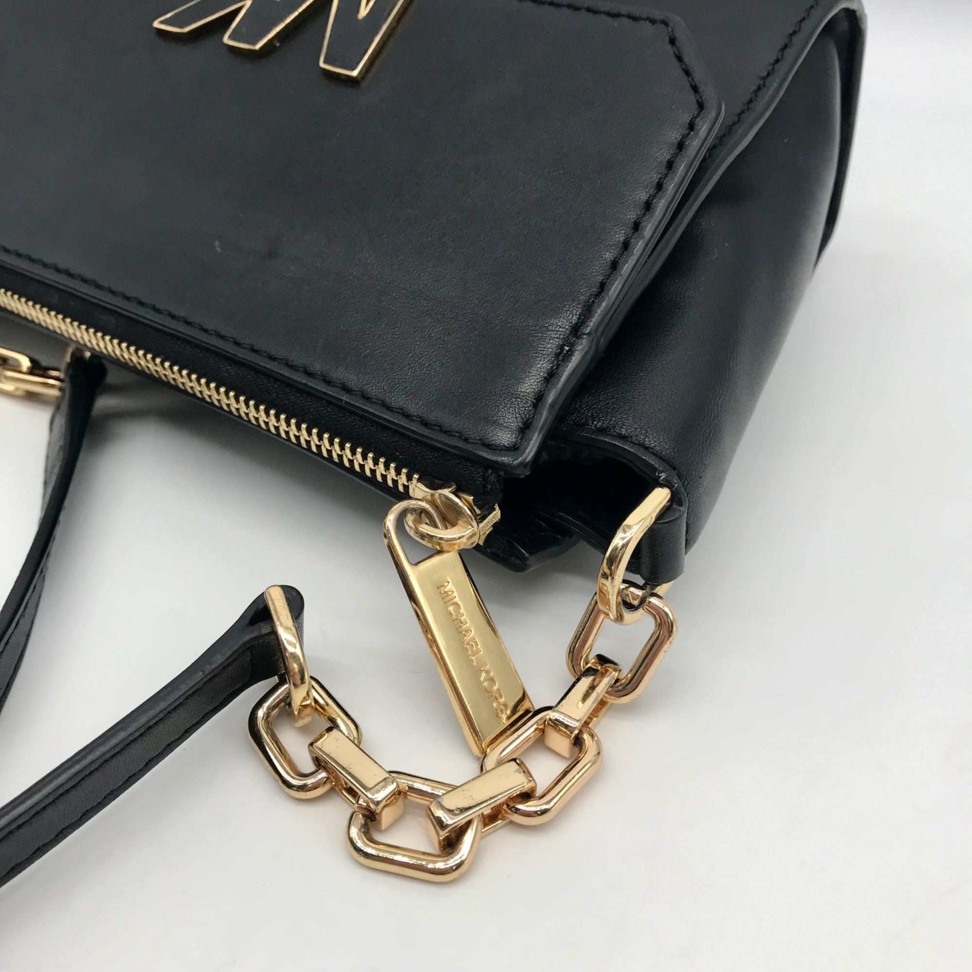 Michael Kors Black Leather Florence Crossbody Bag